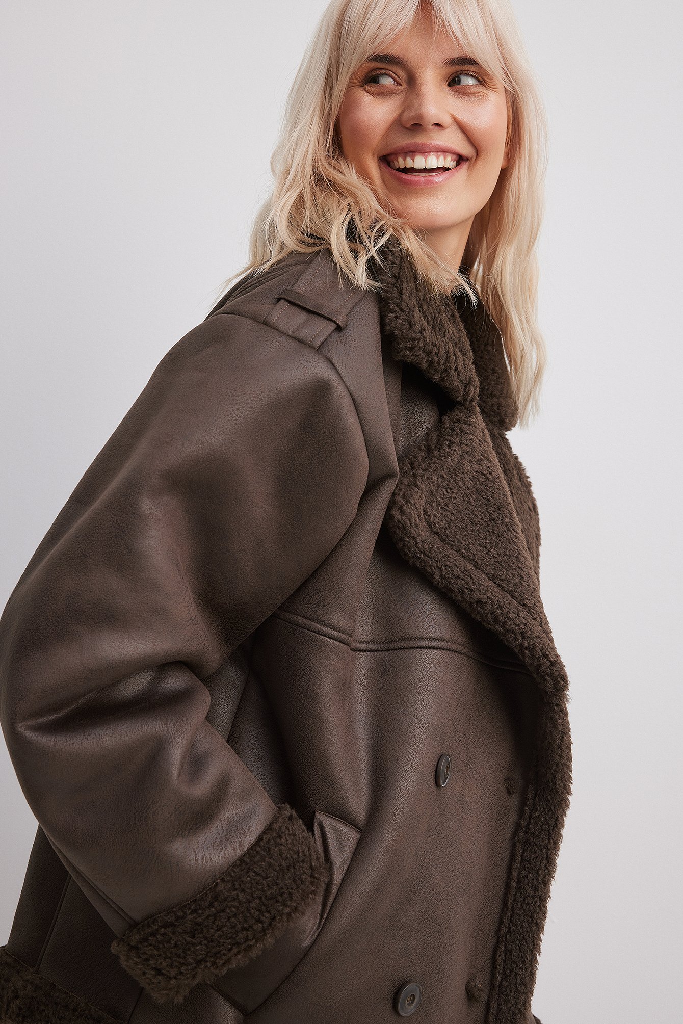 NA-KD Übergroßer Teddy Mantel Damen - Kuscheliger Oversize Coat Für Herbst & Winter