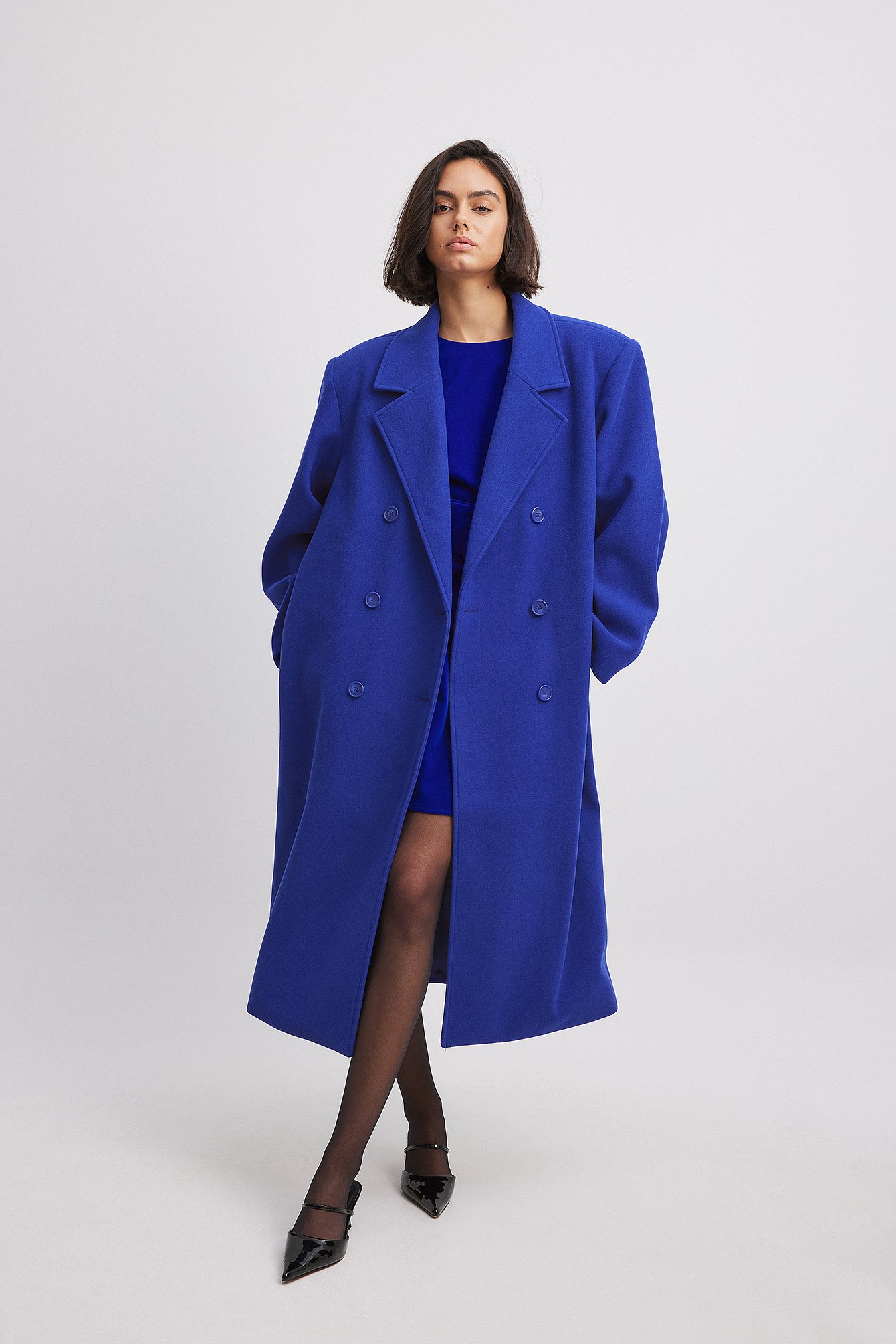 Billede af NA-KD Oversize frakke - Blue