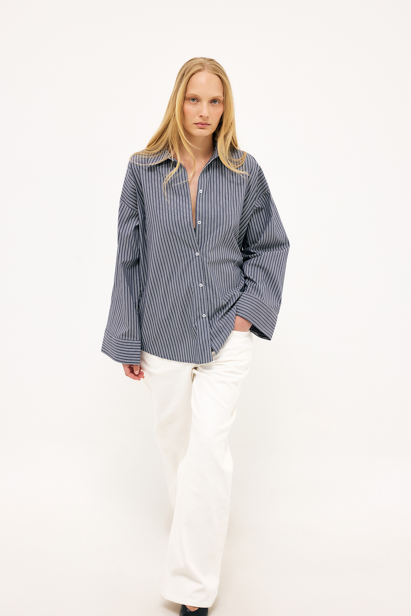 Oversized Cotton Shirt - Shirts - Blue - EU 36 - NA-KD / NAKD