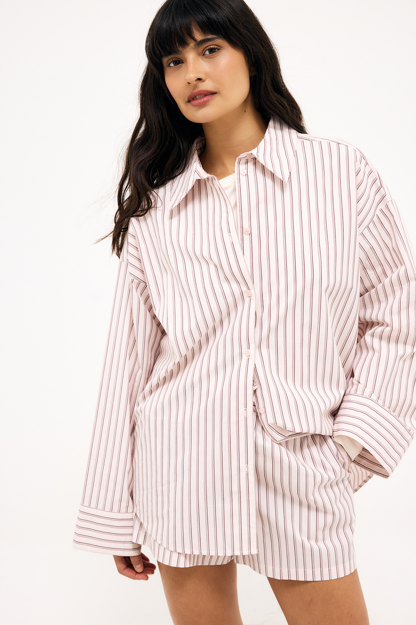 Camisa oversize de algodón - Camisas - Pink/Stripe - EU 32 - NA-KD / NAKD