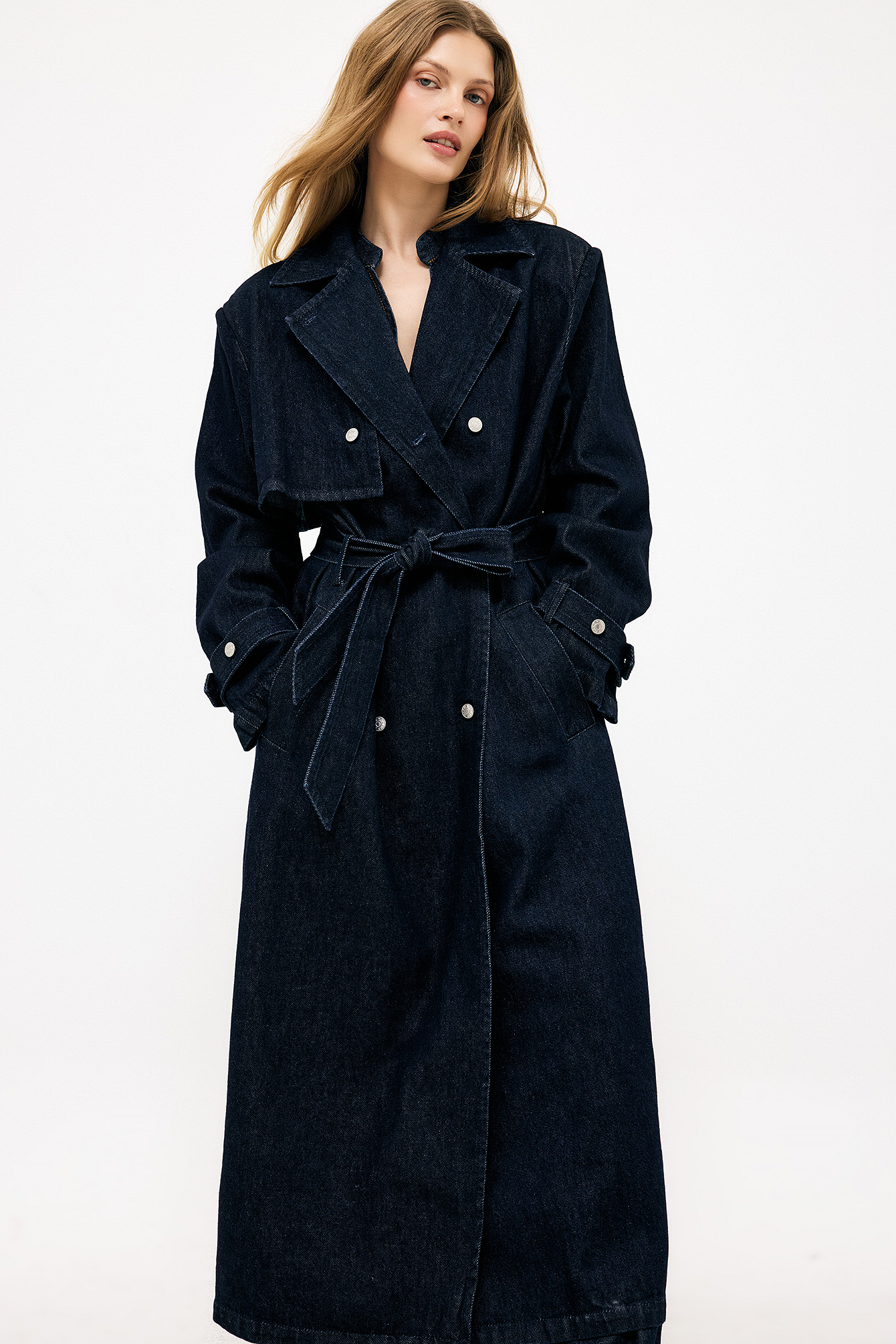 Naomi Anwer x NA-KD Oversized denim trenchjas - Trenchcoats - Blauw - EU 38 - NA-KD / NAKD