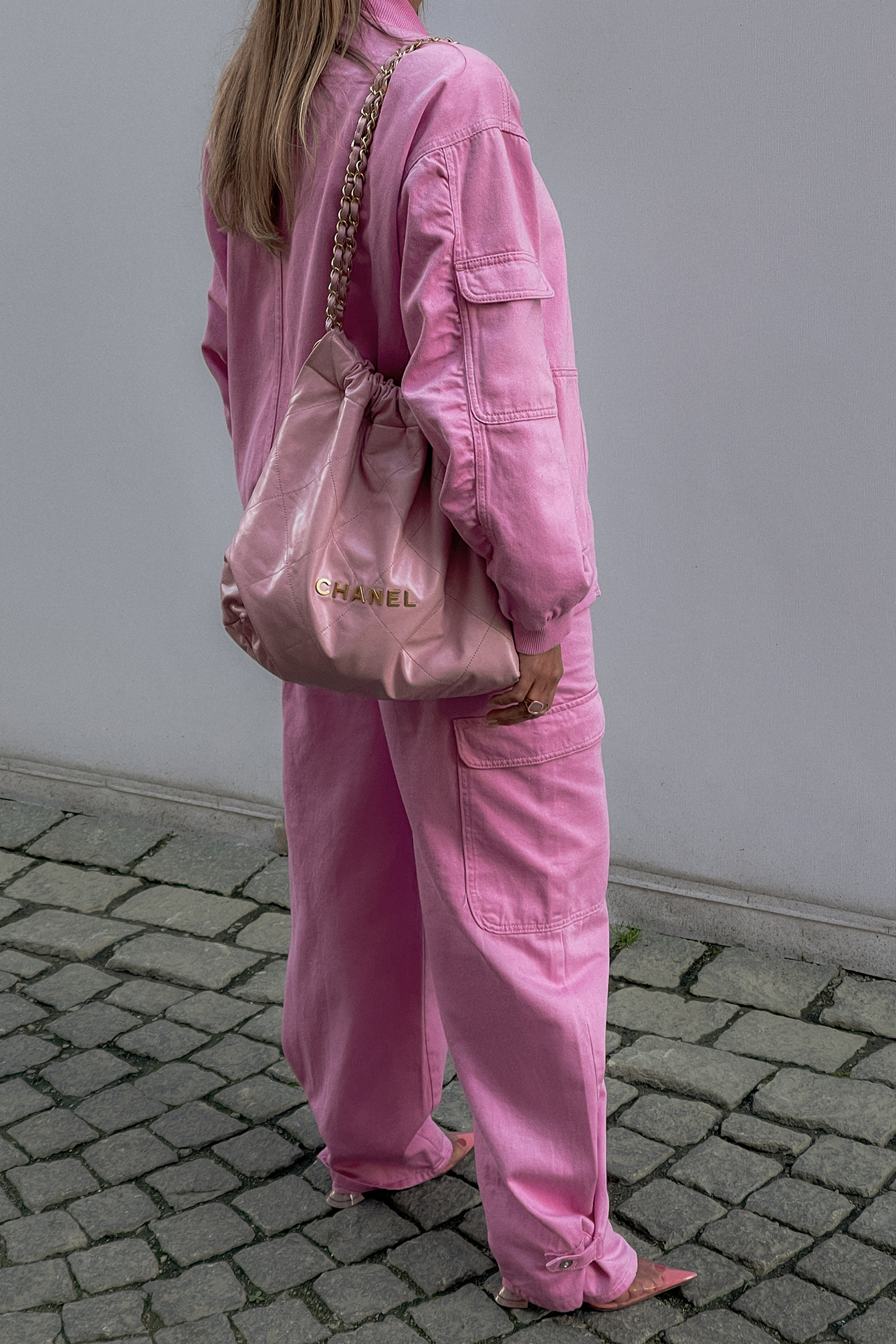 Janka Polliani x NA-KD Oversized Detailed Denim Trousers - Pink