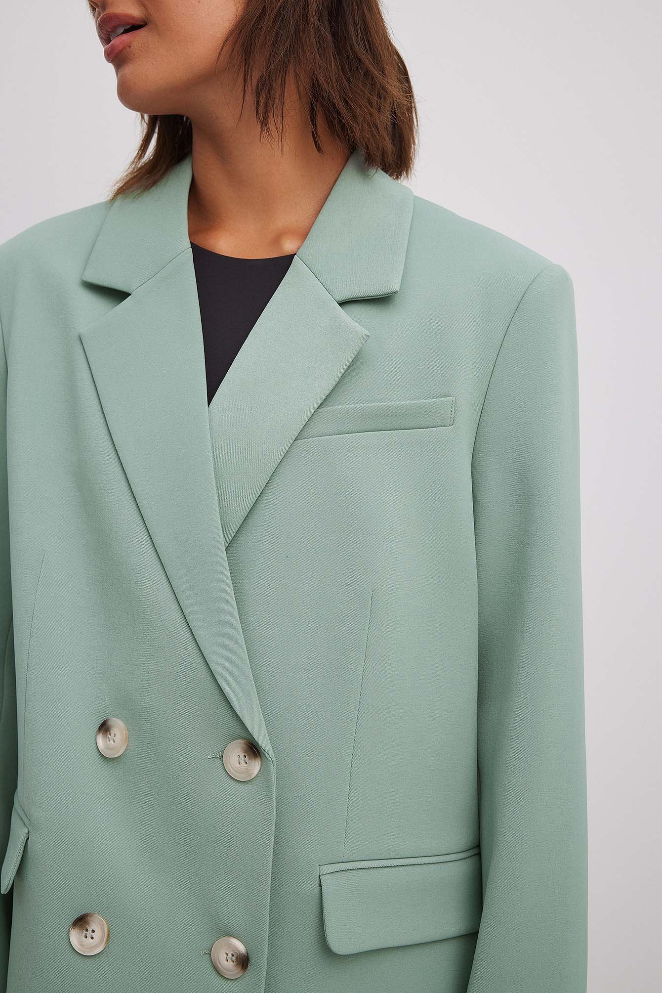 Oversized Double Breasted Blazer Green | NA-KD