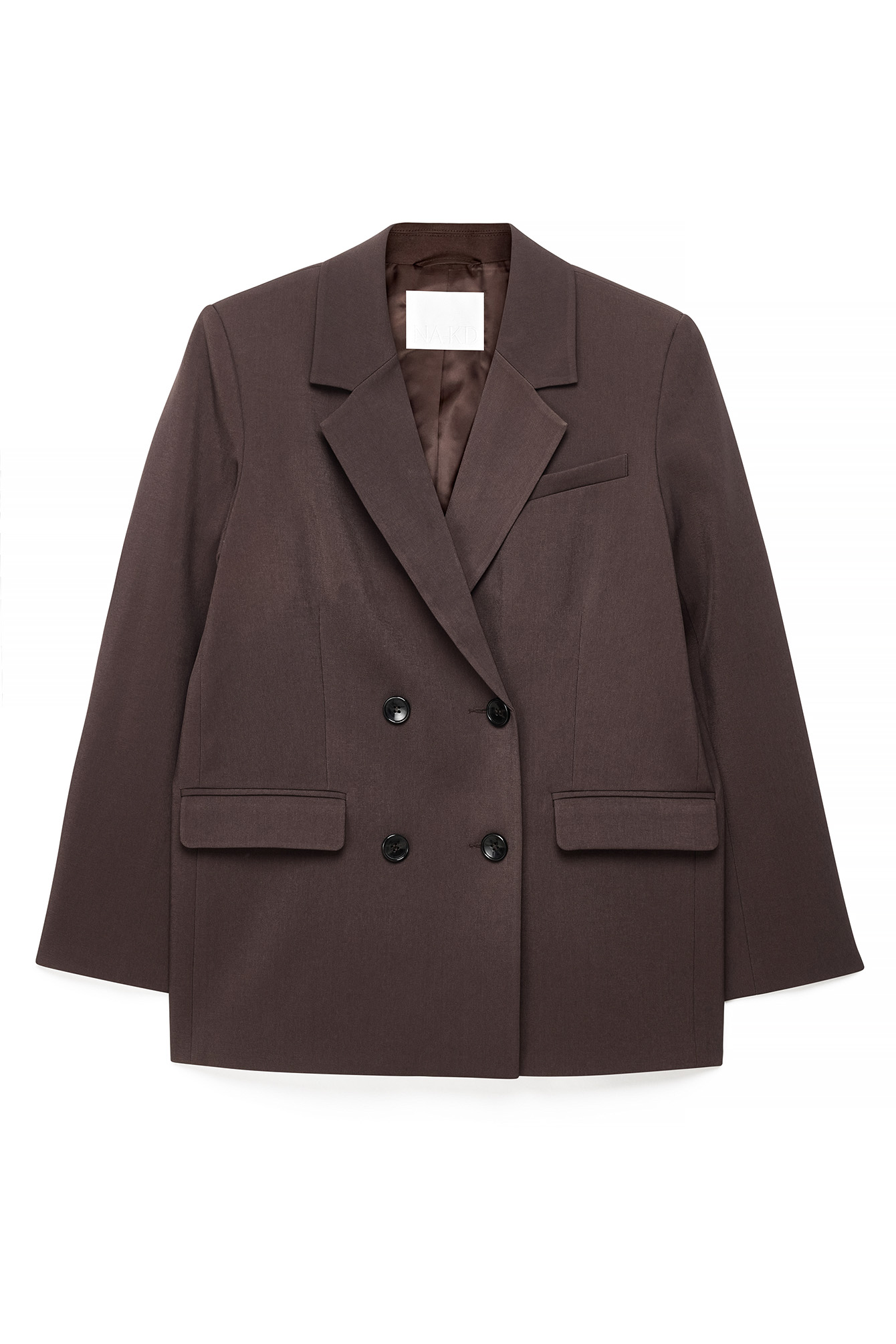 Dark Brown Överdimensionerad dubbelknäppt blazer