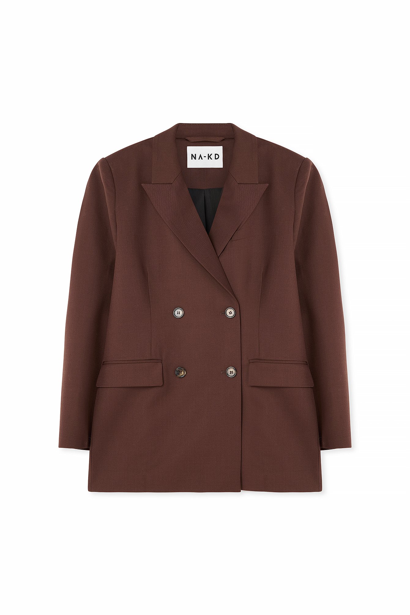 NA-KD Oversized Double Breasted Wool Blend Blazer - Skræddersyet blazer - Brun - EU 34 - NA-KD / NAKD