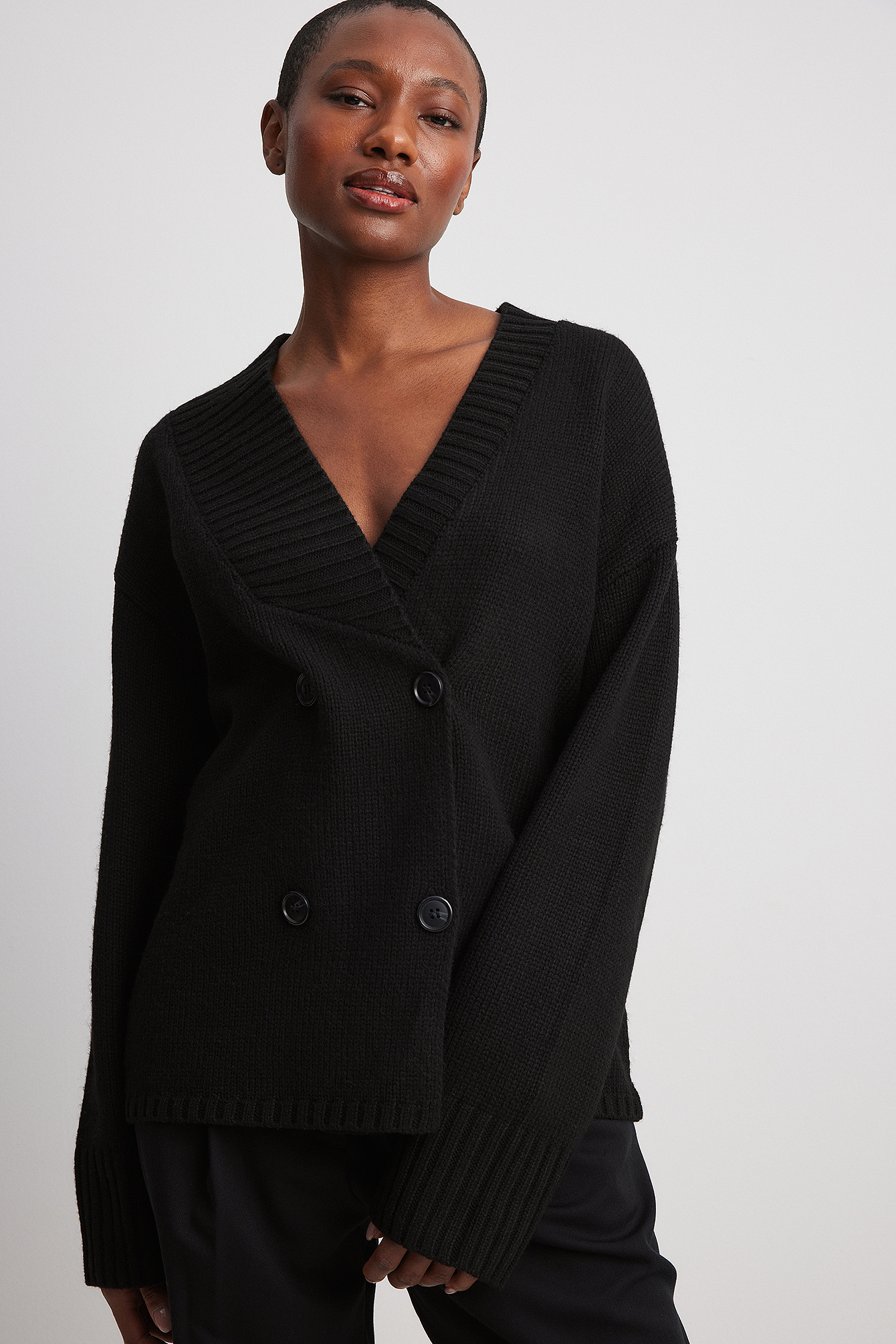 Oversized Heavy Knit Cardigan Black NA-KD - Main Image