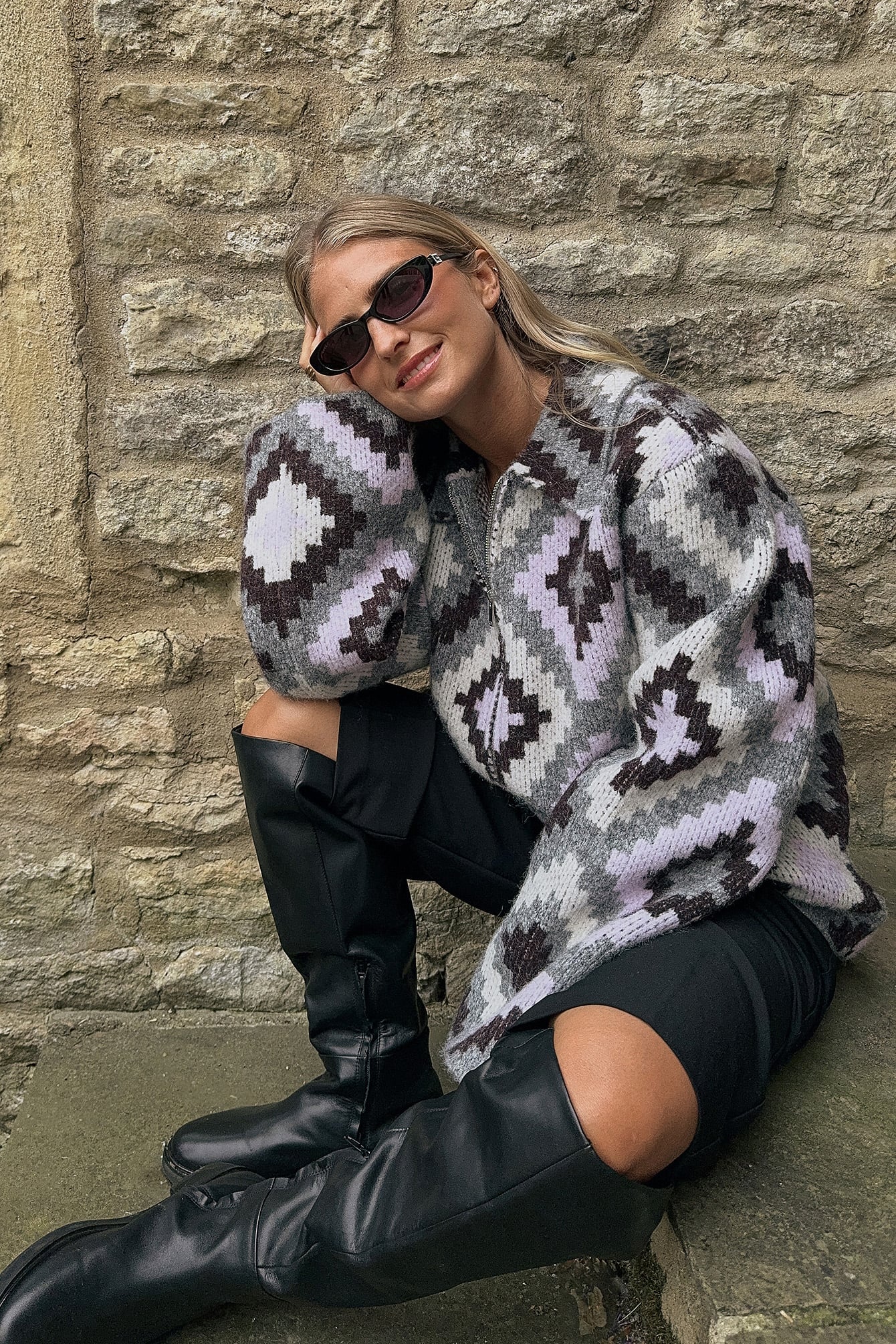 Olivia TPS x NA-KD Jaqcuard-Cardigan - Cardigans - - S (EU 34-36) - NA-KD / NAKD