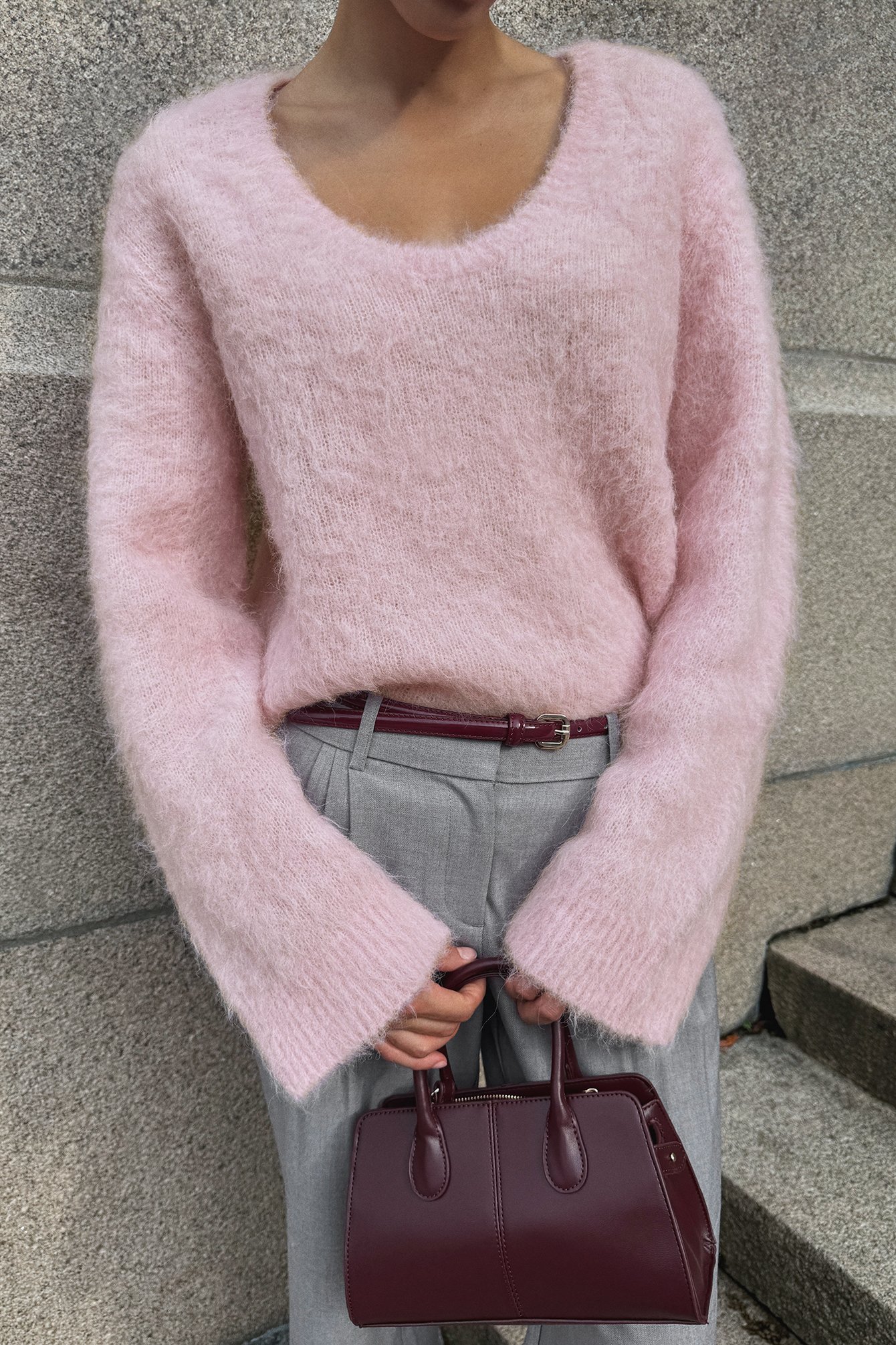 Premium Selection Pull oversize en maille de laine d’alpaga à encolure ronde - Qualité premium - Rose - S (EU 34-36) - NA-KD / NAKD