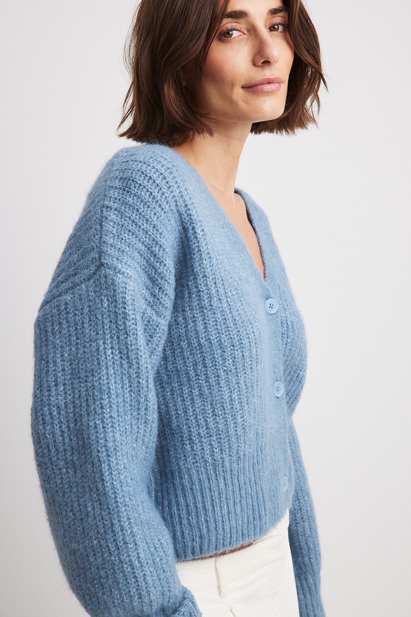 Oversized Knitted Cardigan Blue NA-KD