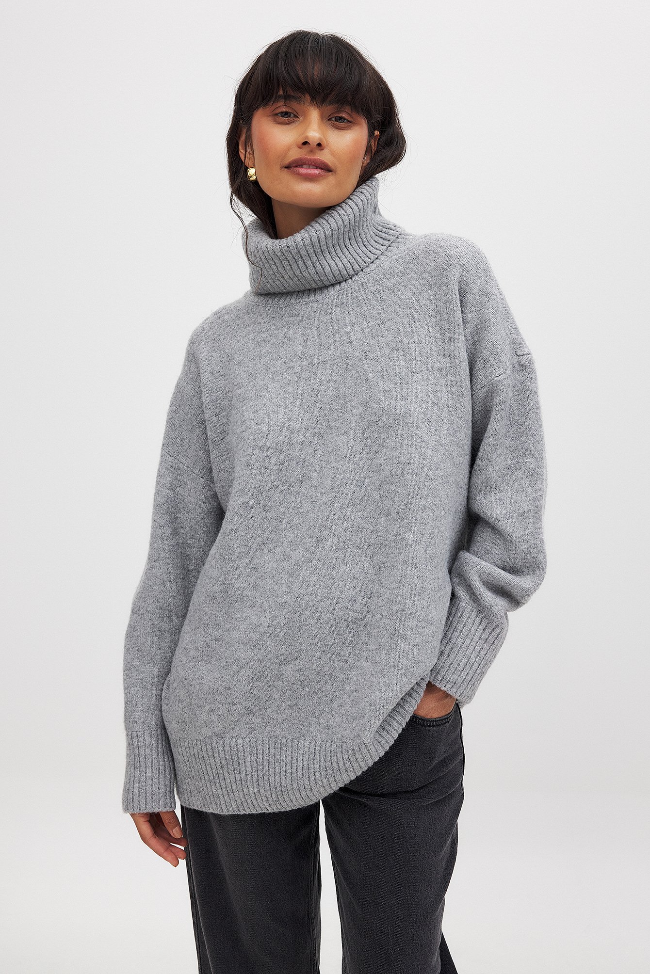Oversized Roll Neck Sweatshirt Boohoo ME