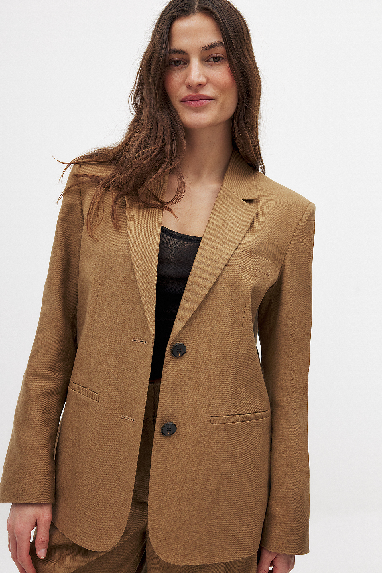 NA-KD Regular-Blazer aus Leinenmischung - Taillierter Blazer - Braun - EU 32 - NA-KD / NAKD