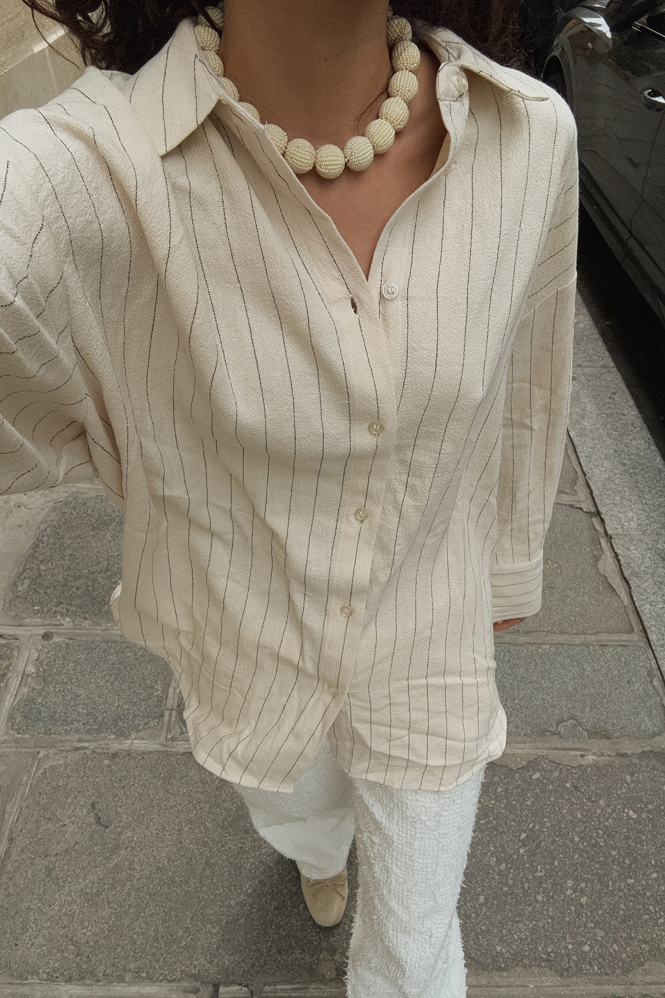 NA-KD Camisa oversize de mezcla de lino - Ropa de verano - Beige,Stripe - EU 32 - NA-KD / NAKD
