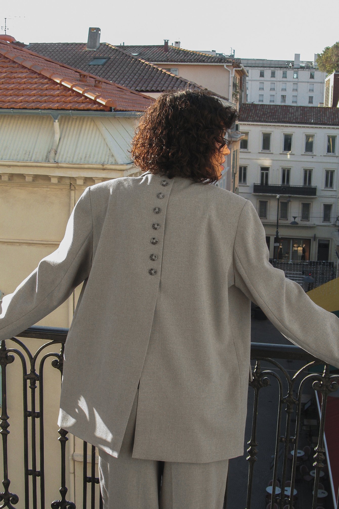 Grey Oversized Melange Blazer