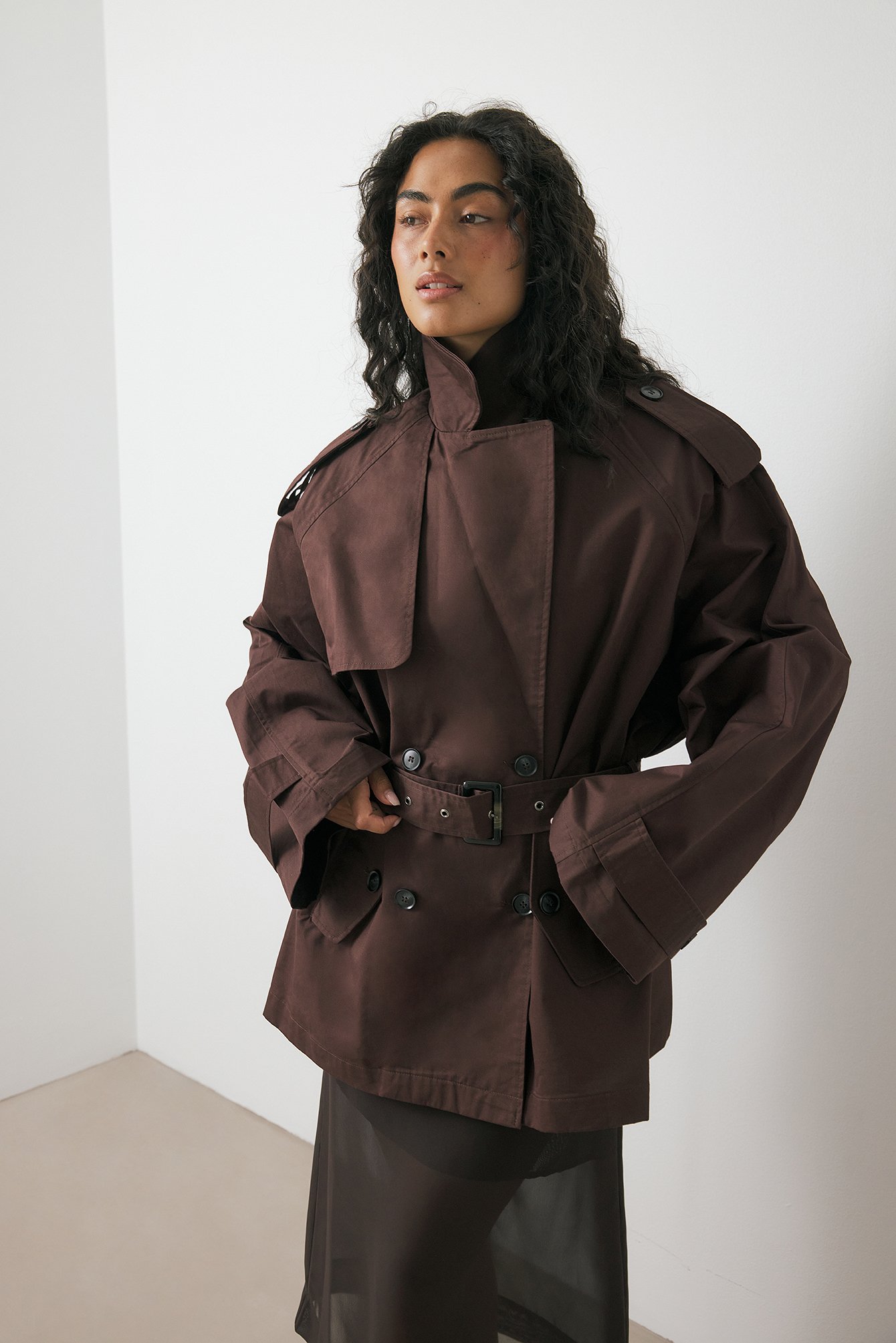 Cecilie Haugaard x NA-KD Oversized miditrenchcoat - Trenchcoats - Burgundy - EU 42 - NA-KD / NAKD