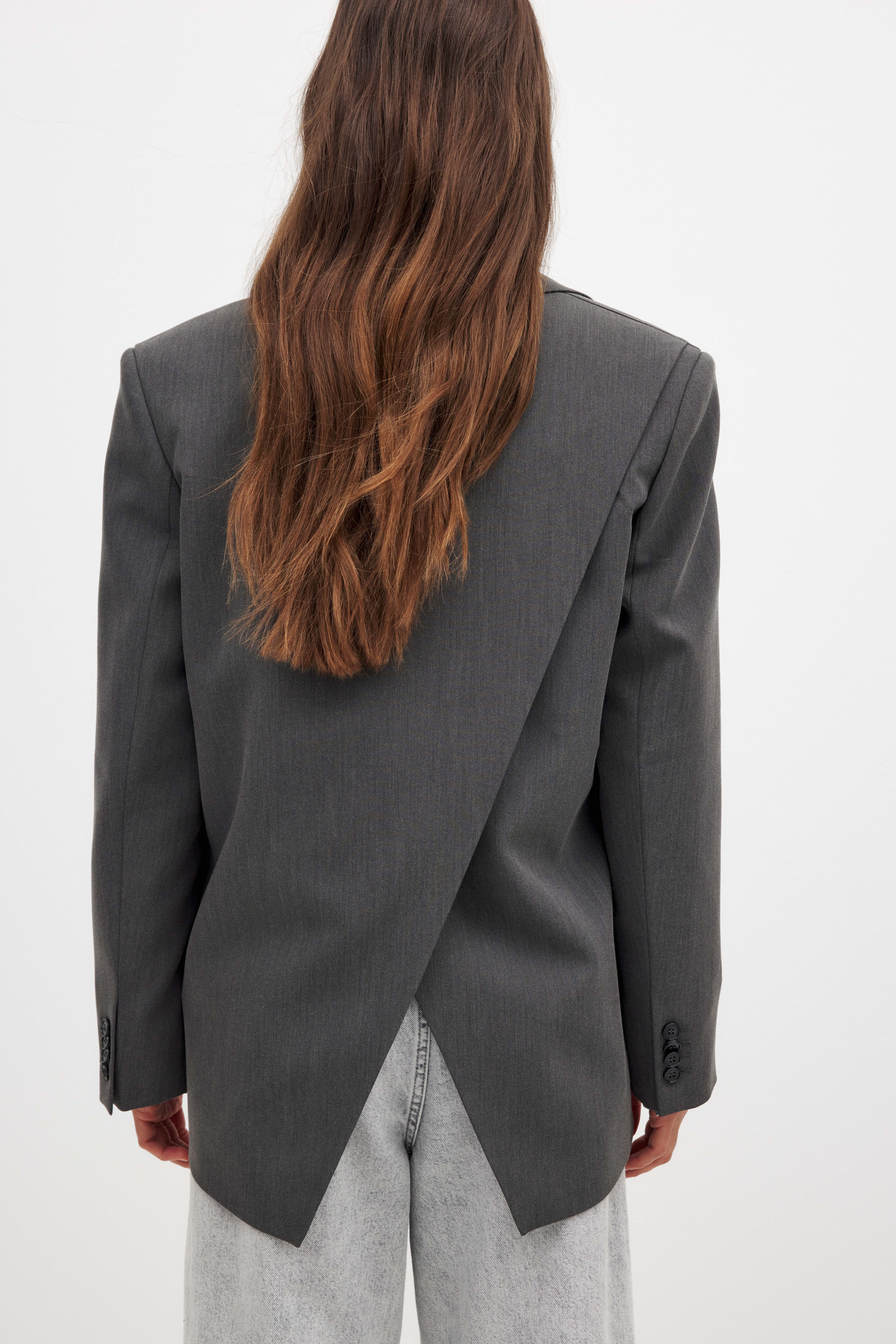 NA-KD Oversized Open Back Blazer - Tailored Blazers - Grey - EU 34 - NA-KD / NAKD