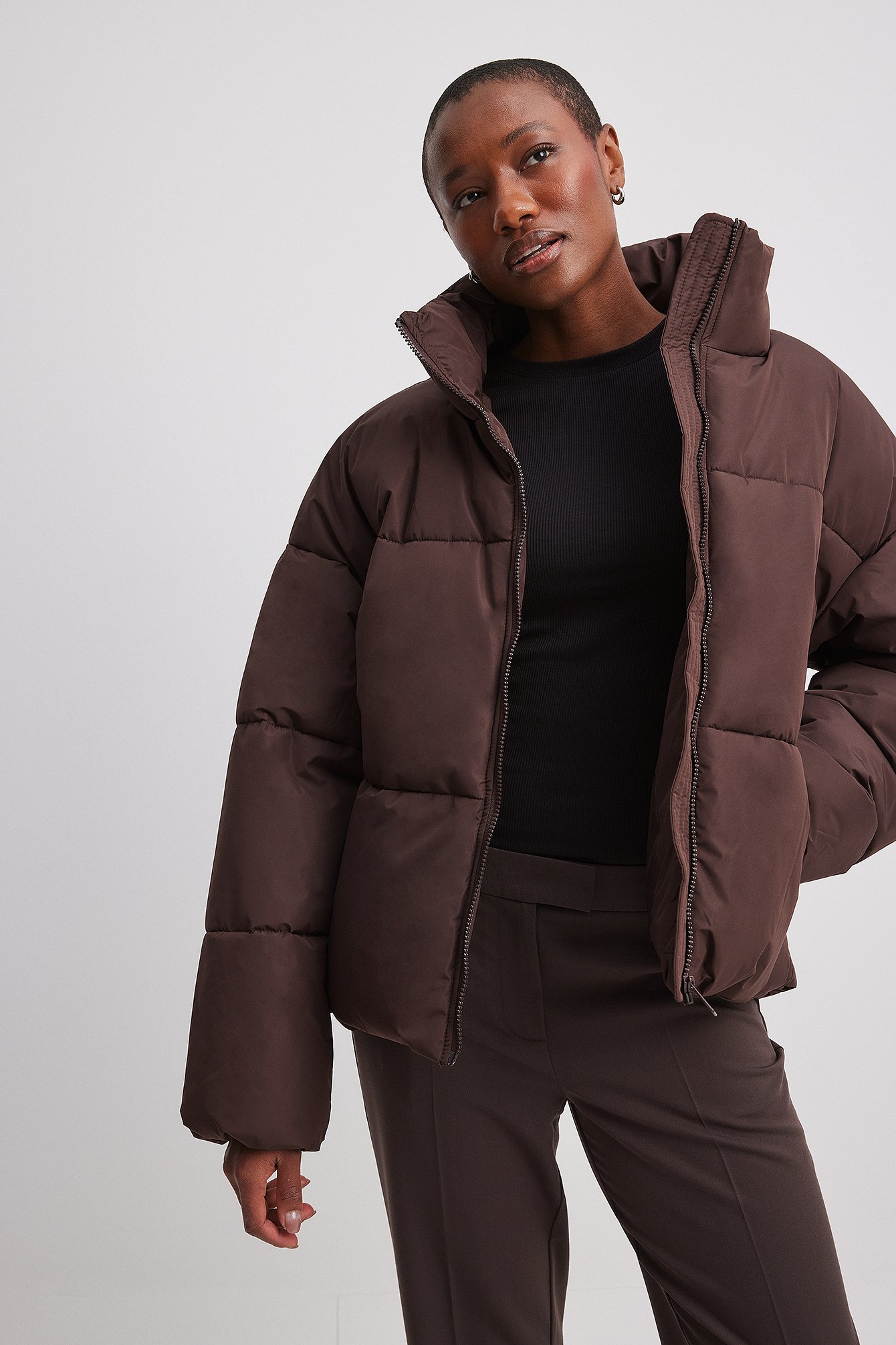 Oversized Padded Jacket Brown NA-KD - Main Image
