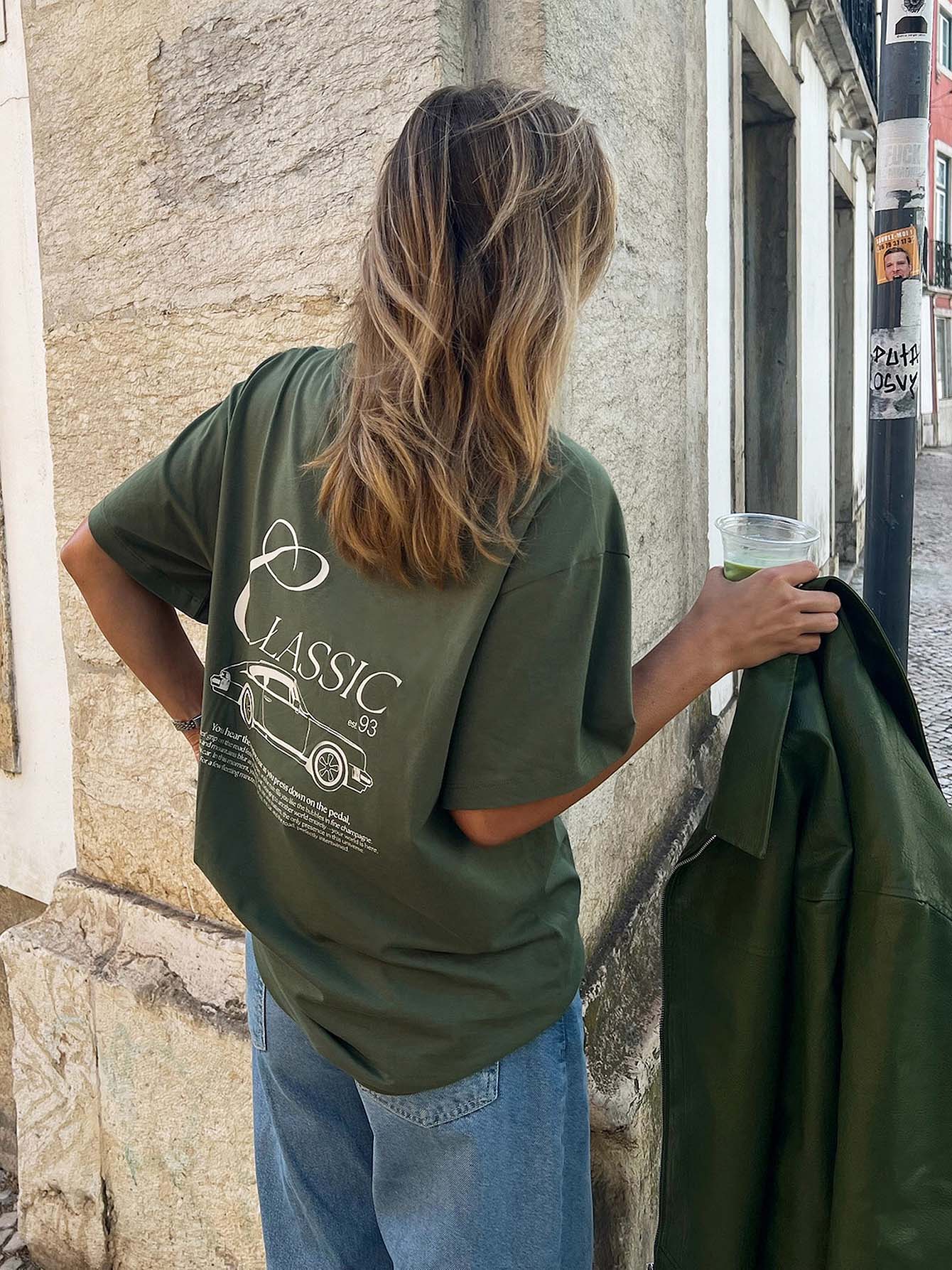 Oversized Printed T-shirt Green NA-KD