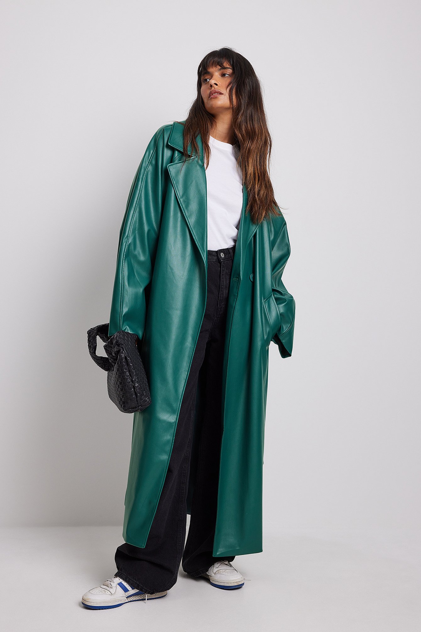 Green Cappotto trench oversize in PU
