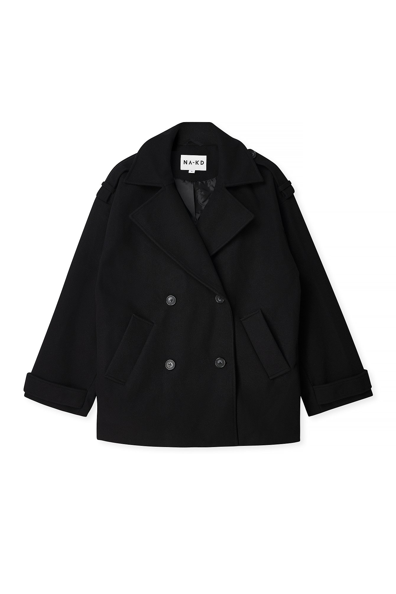 Oversized Double Breasted Wool Blend Blazer Brown NA-KD