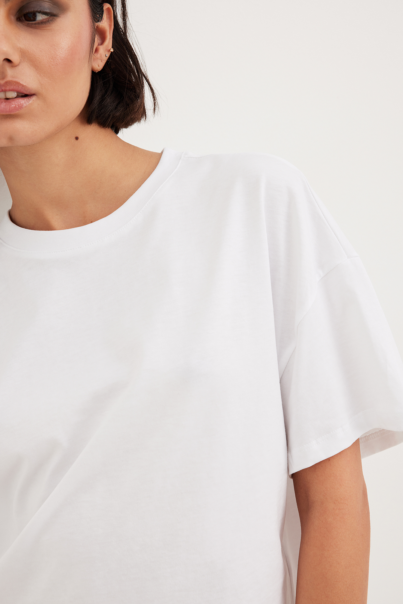 Oversize-T-Shirt mit 3/4-Ärmeln Weiß | NA-KD