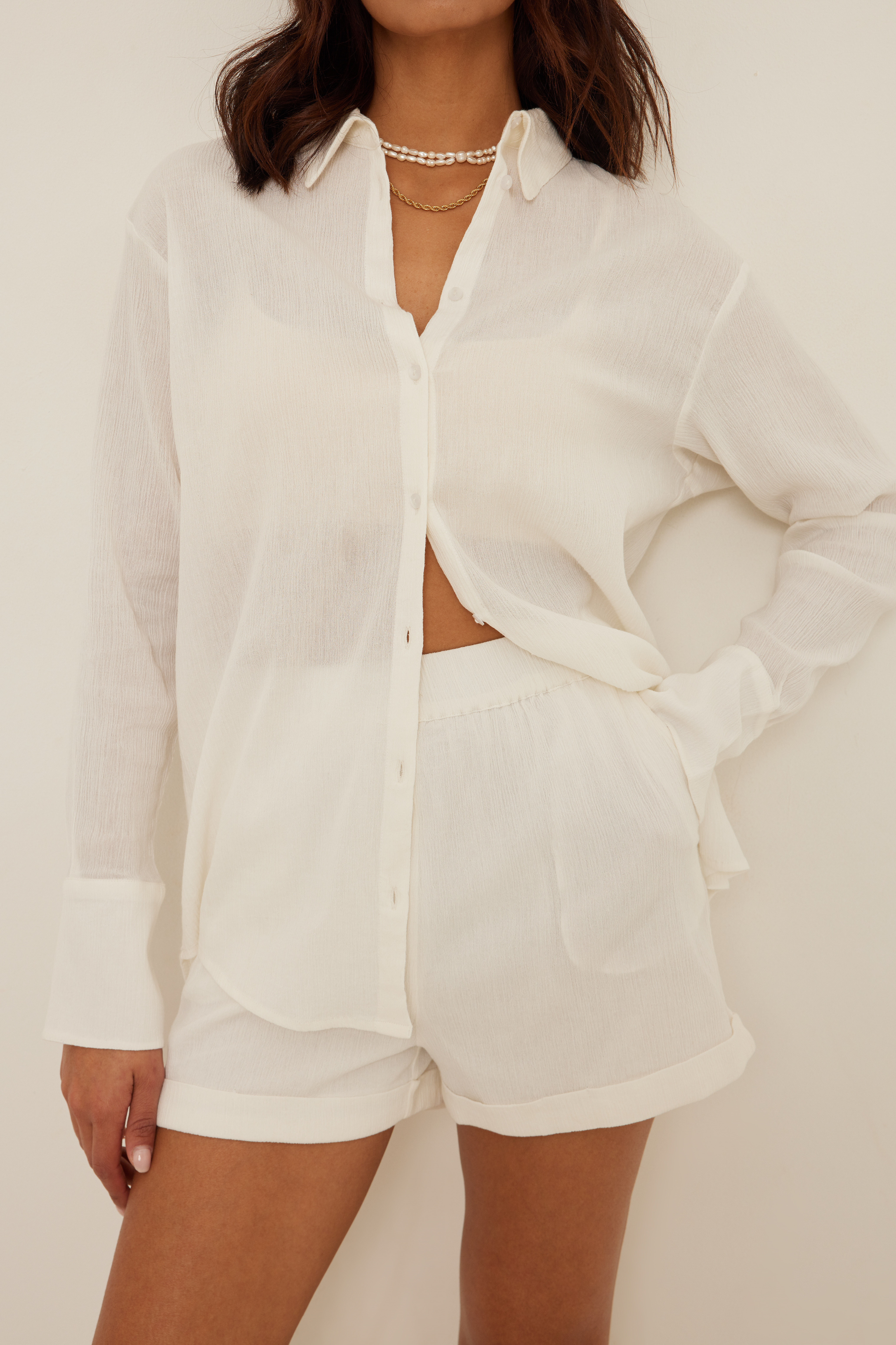 Oversized Soft Cotton Shirt White | na 
