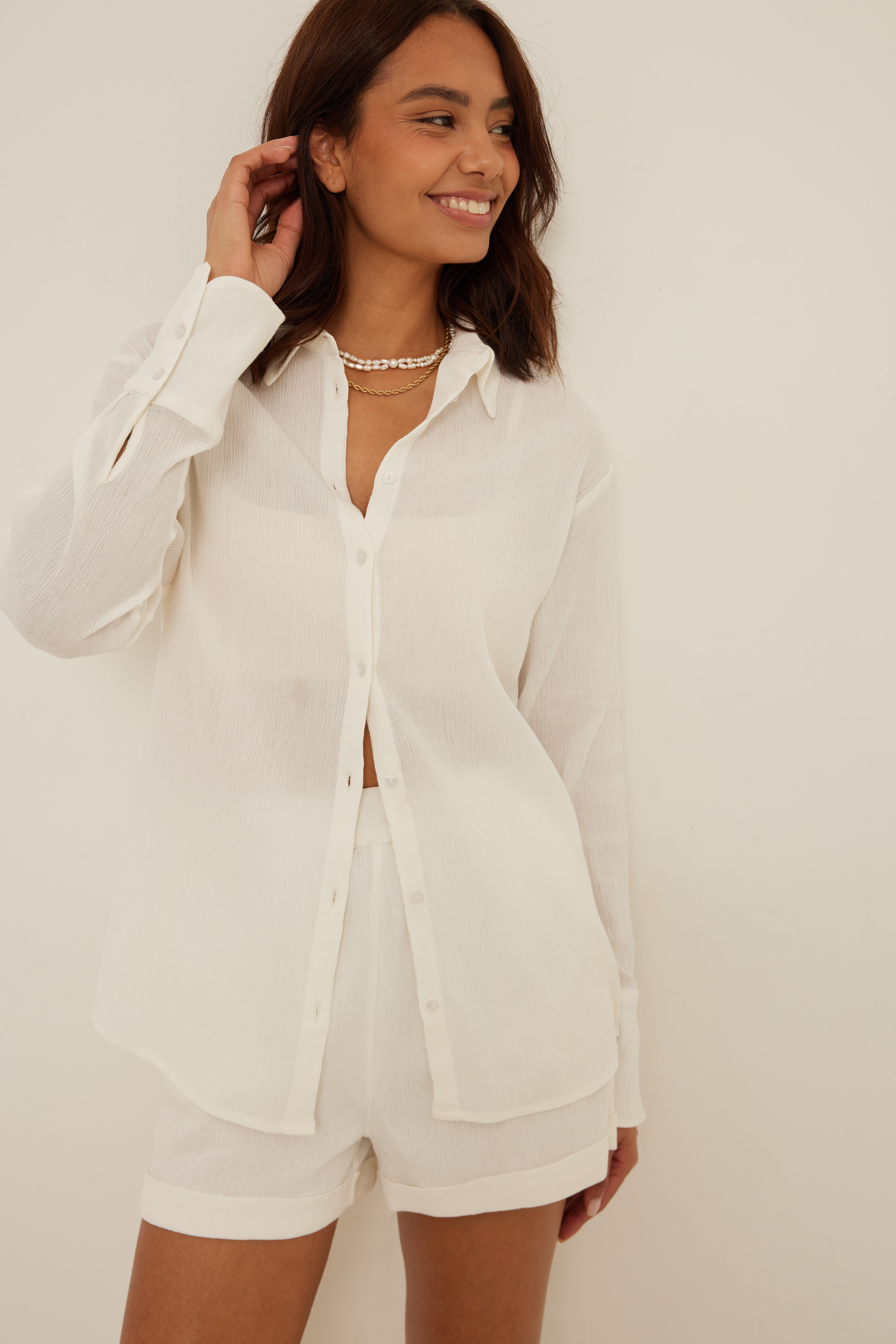 Oversized Soft Cotton Shirt White | na 