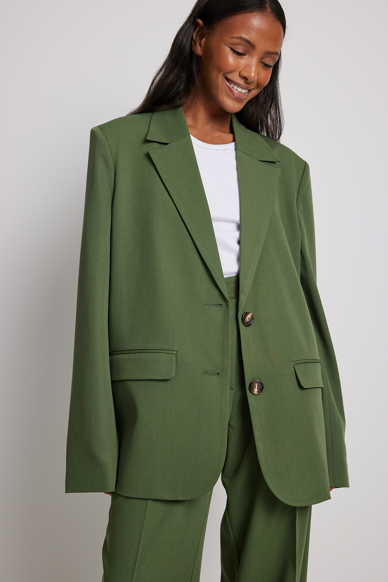 Oversized Straight Fit Blazer Green NA-KD
