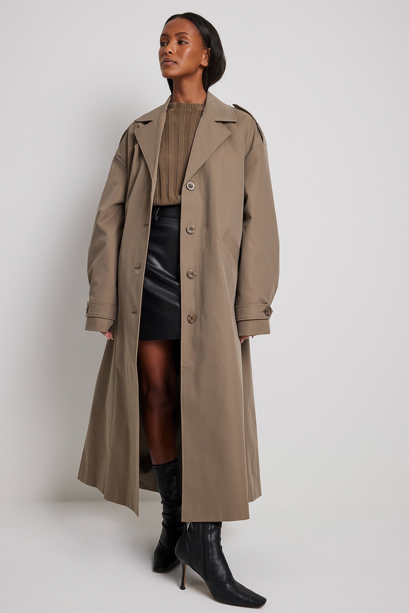 Oversized Trench Coat Brown | NA-KD