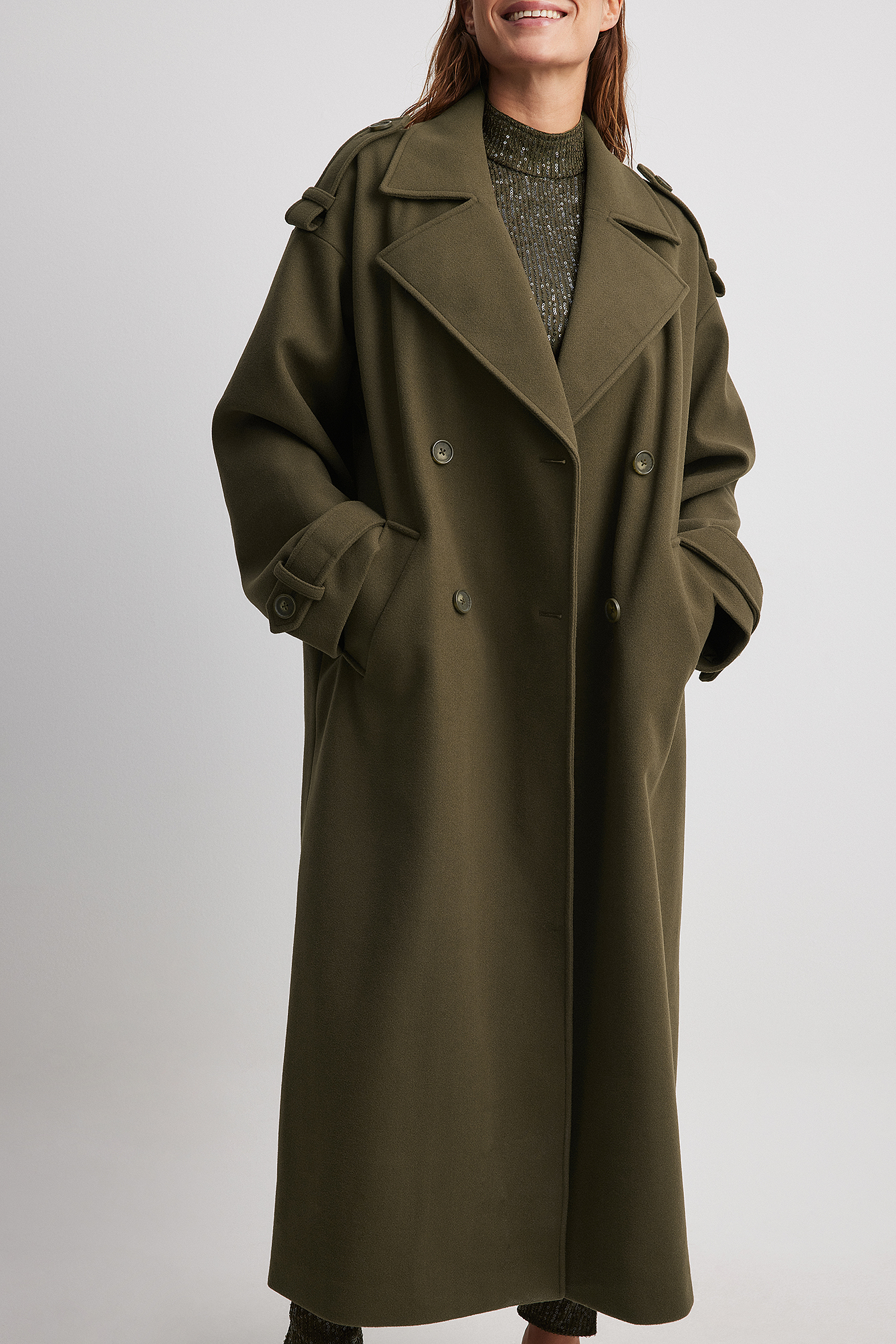 Heavy Oversized Trenchcoat Green | NA-KD