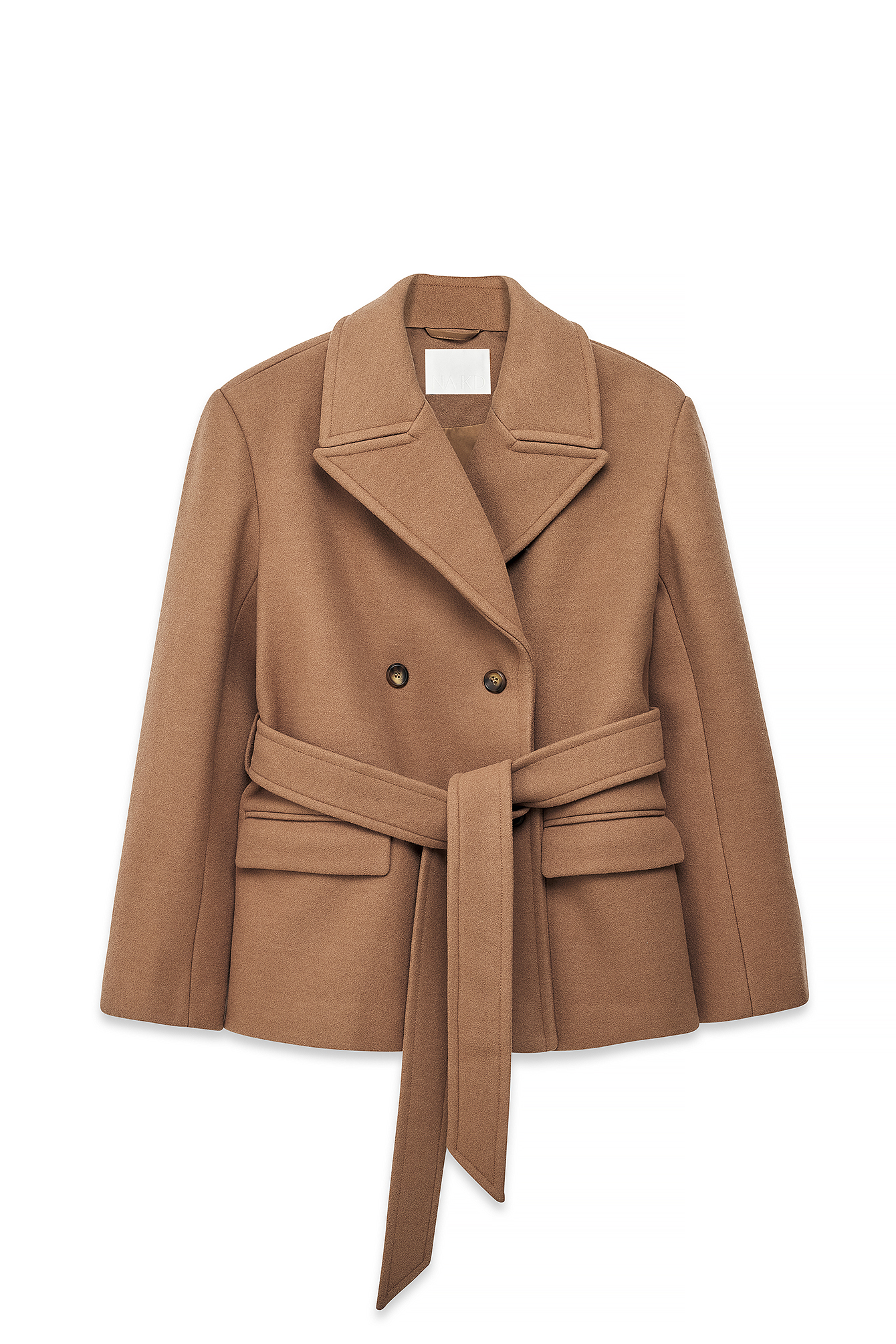 High Neck Wool Blend Short Coat Grey | NA-KD