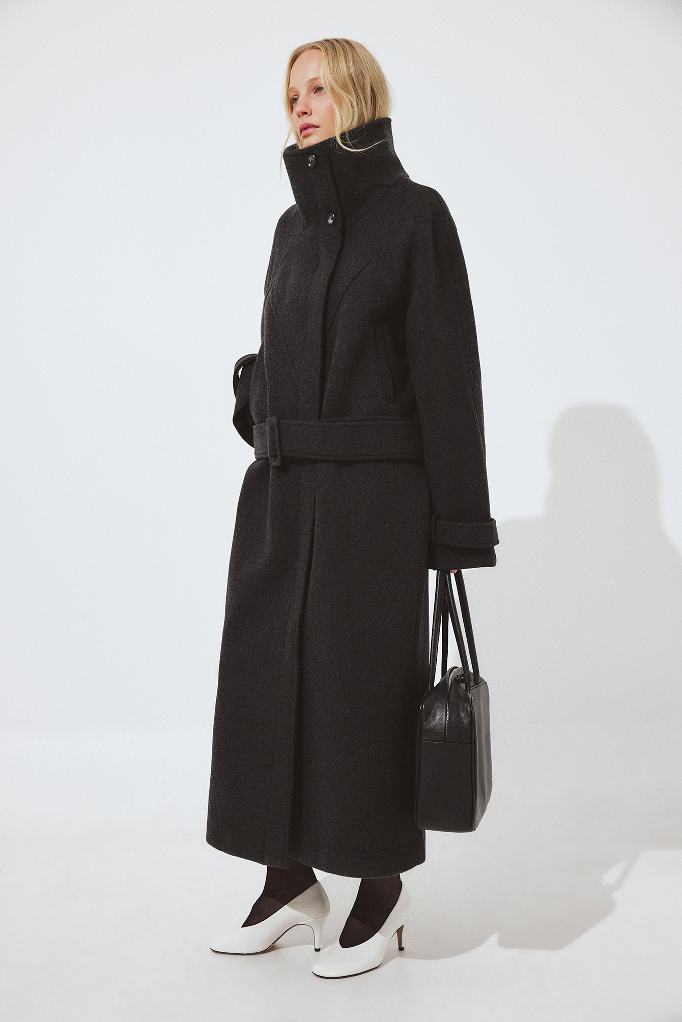 Premium Selection - Oversized kåpe i ull - Vinterjakker - Grå - EU 32 - NA-KD / NAKD