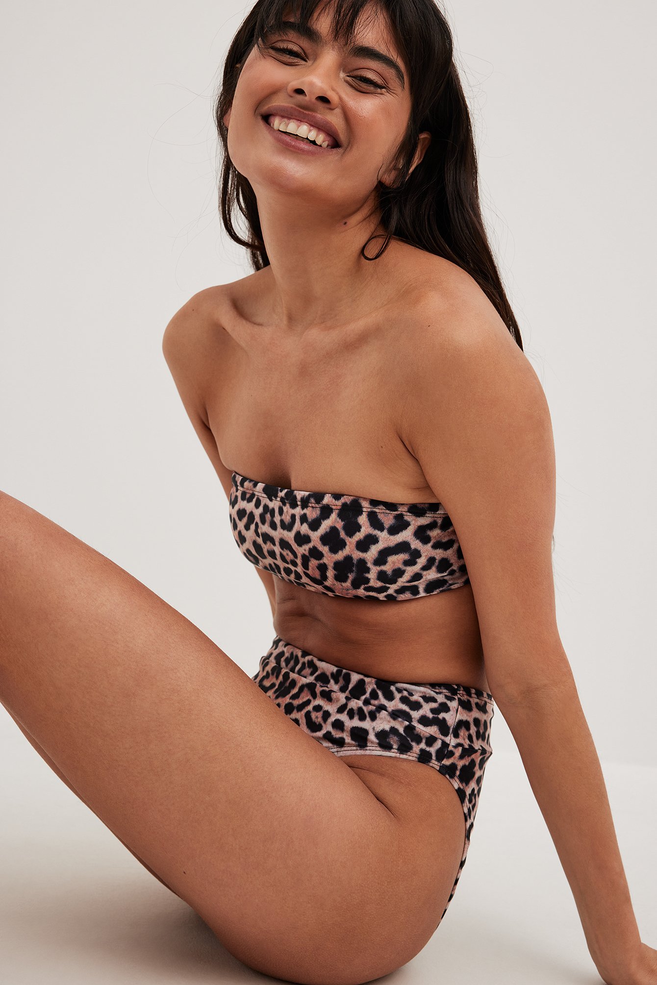 Padded Bandeau Bikini Top Leopard