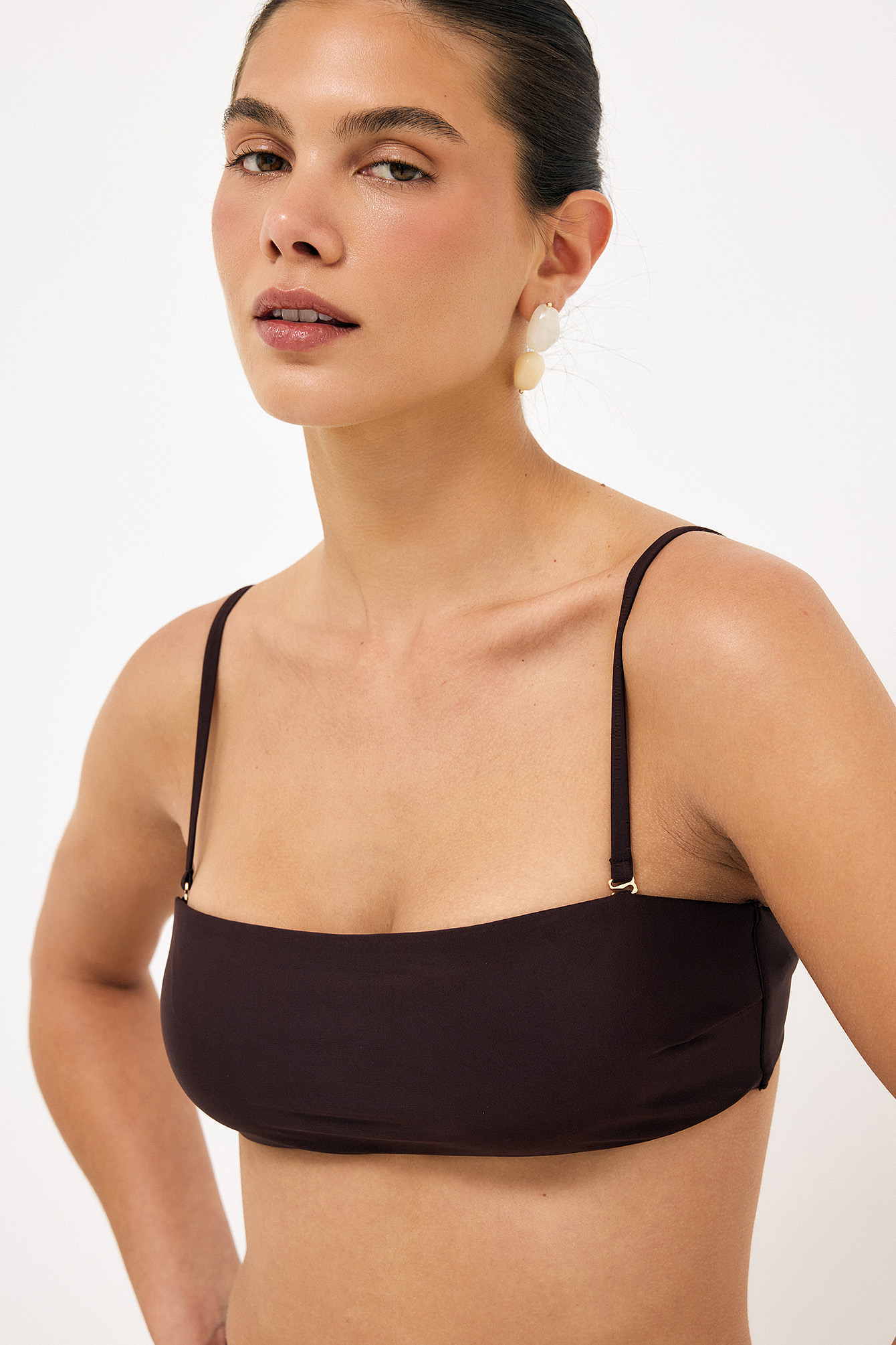 Brown Padded Bandeau Bikini Top