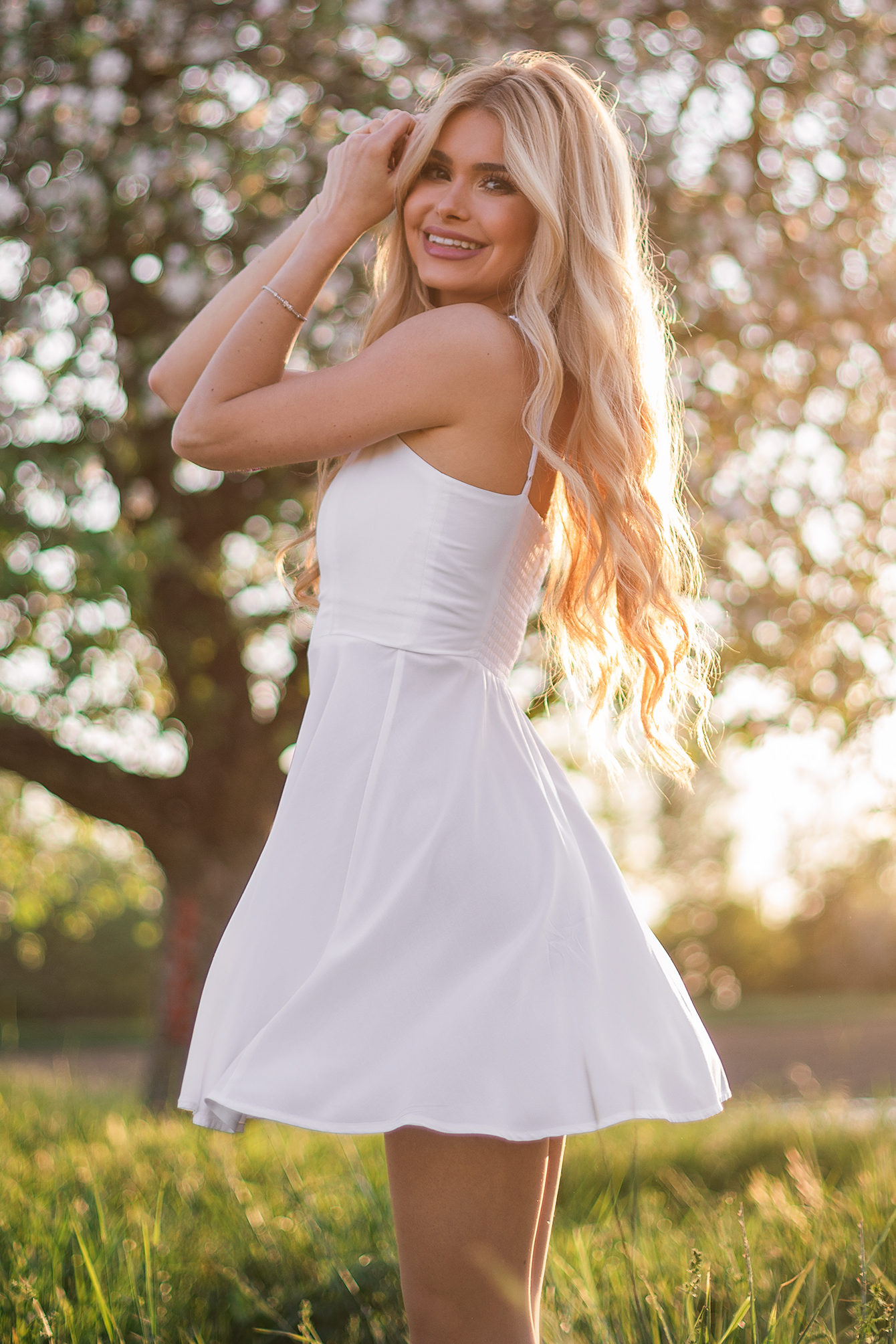 white flowy mini dress