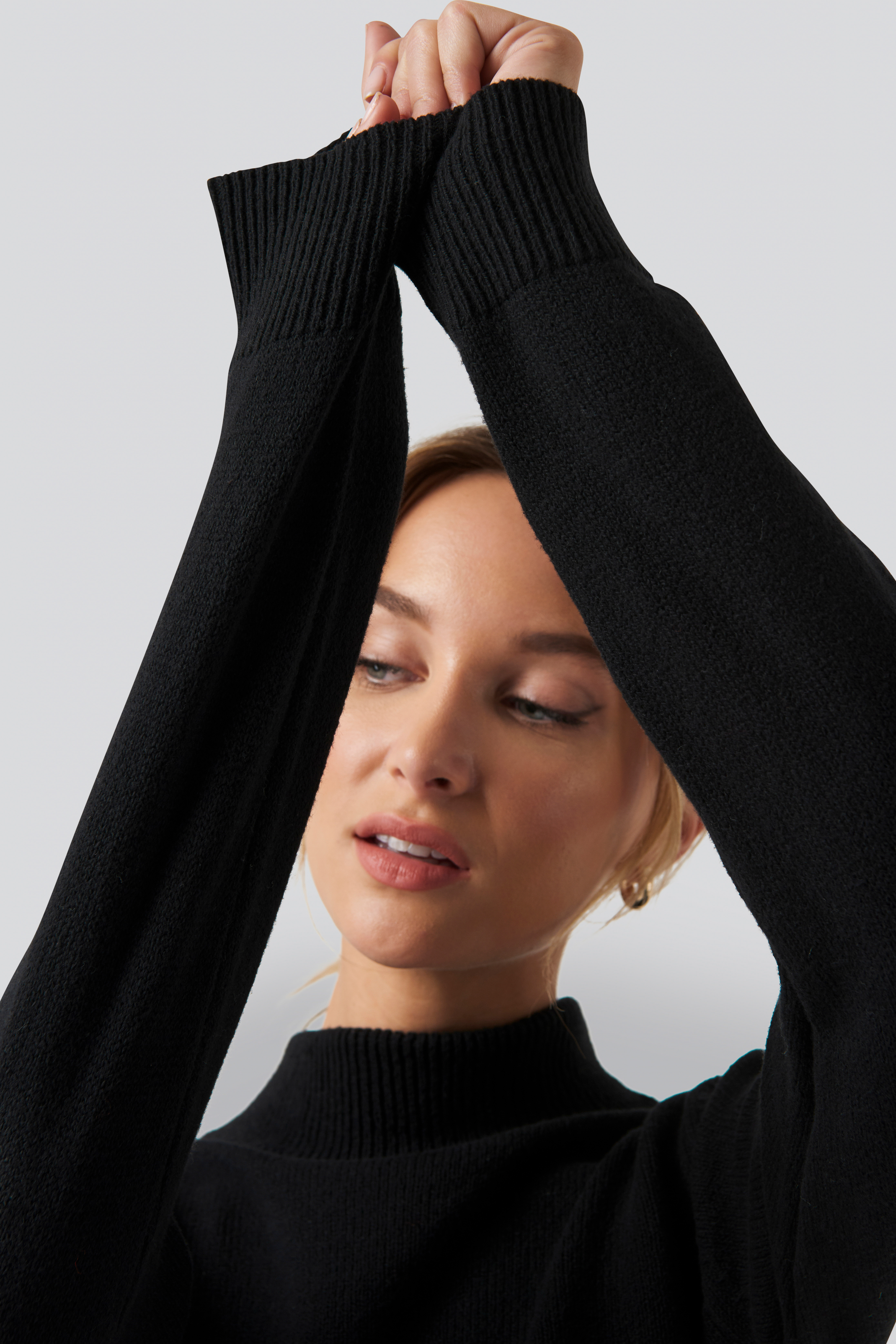 Womens Clothing Jumpers and knitwear Turtlenecks NA-KD Synthetic Black Recycled High Neck Slit Top 