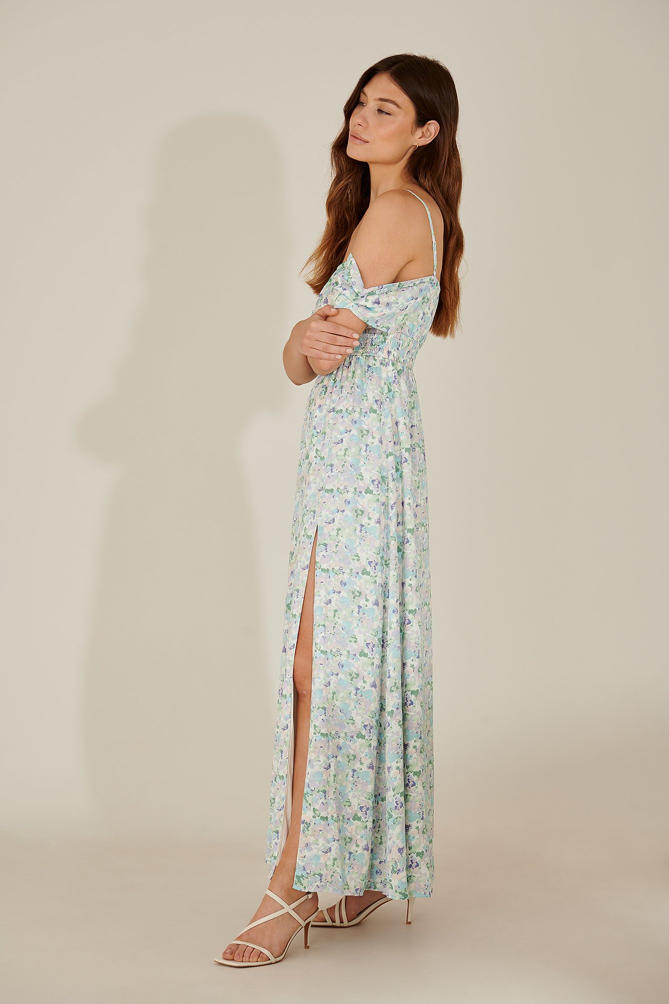 Camo Flower Off Shoulder Recycled Maxi Dress