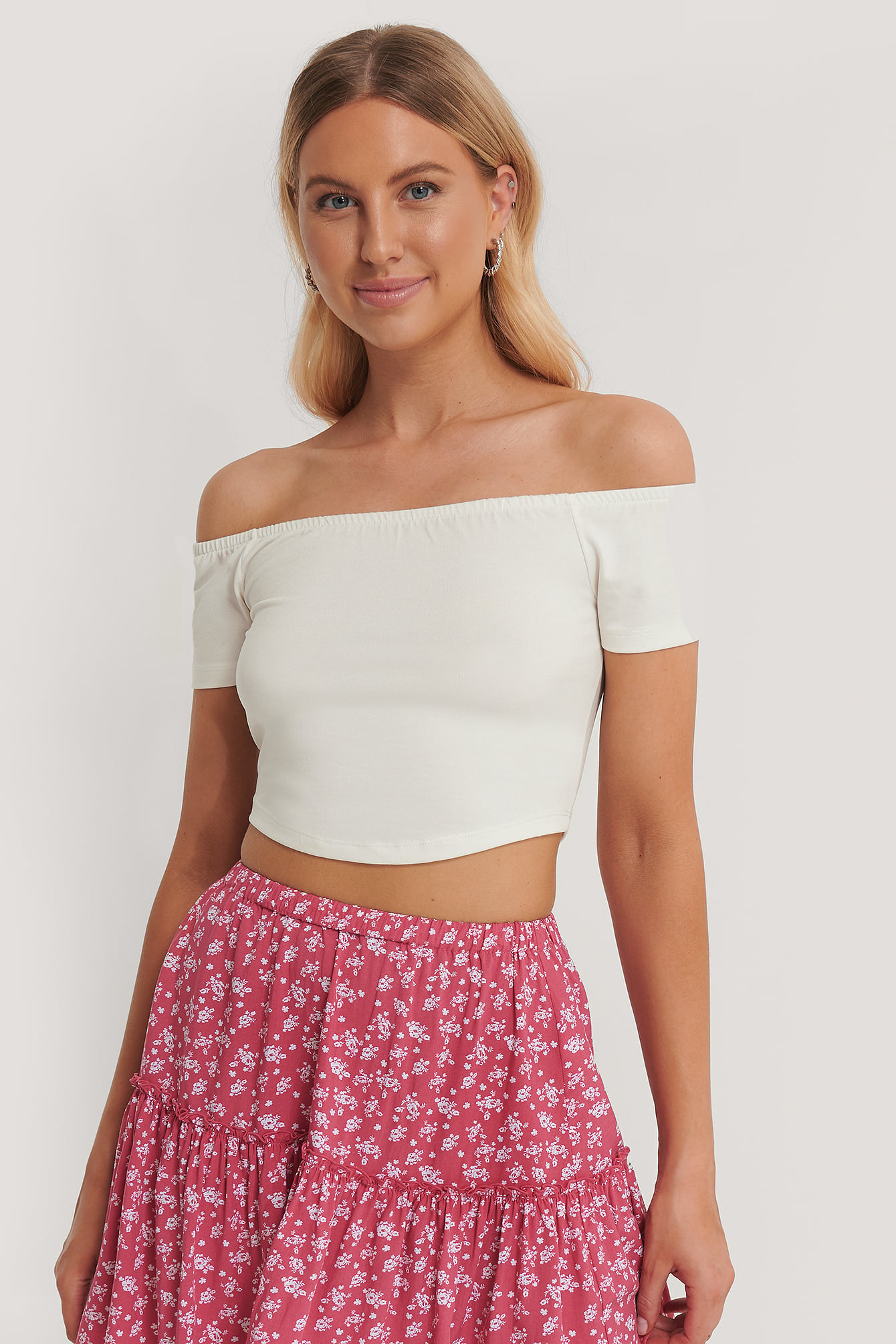 Off-Shoulder Tie-Waist Mini Dress - Beige