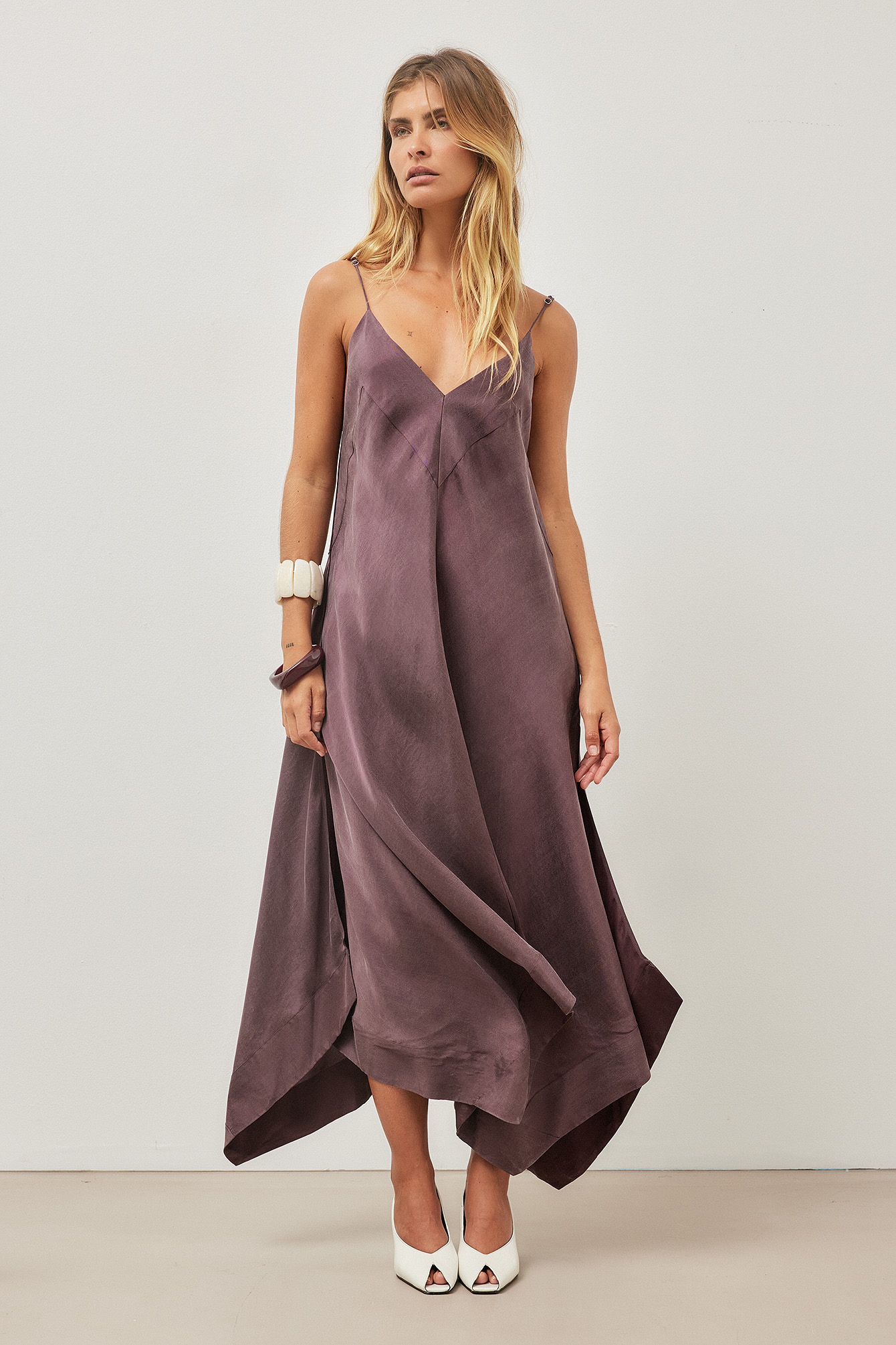 Premium Selection Panel Detail Midi Dress - Plum