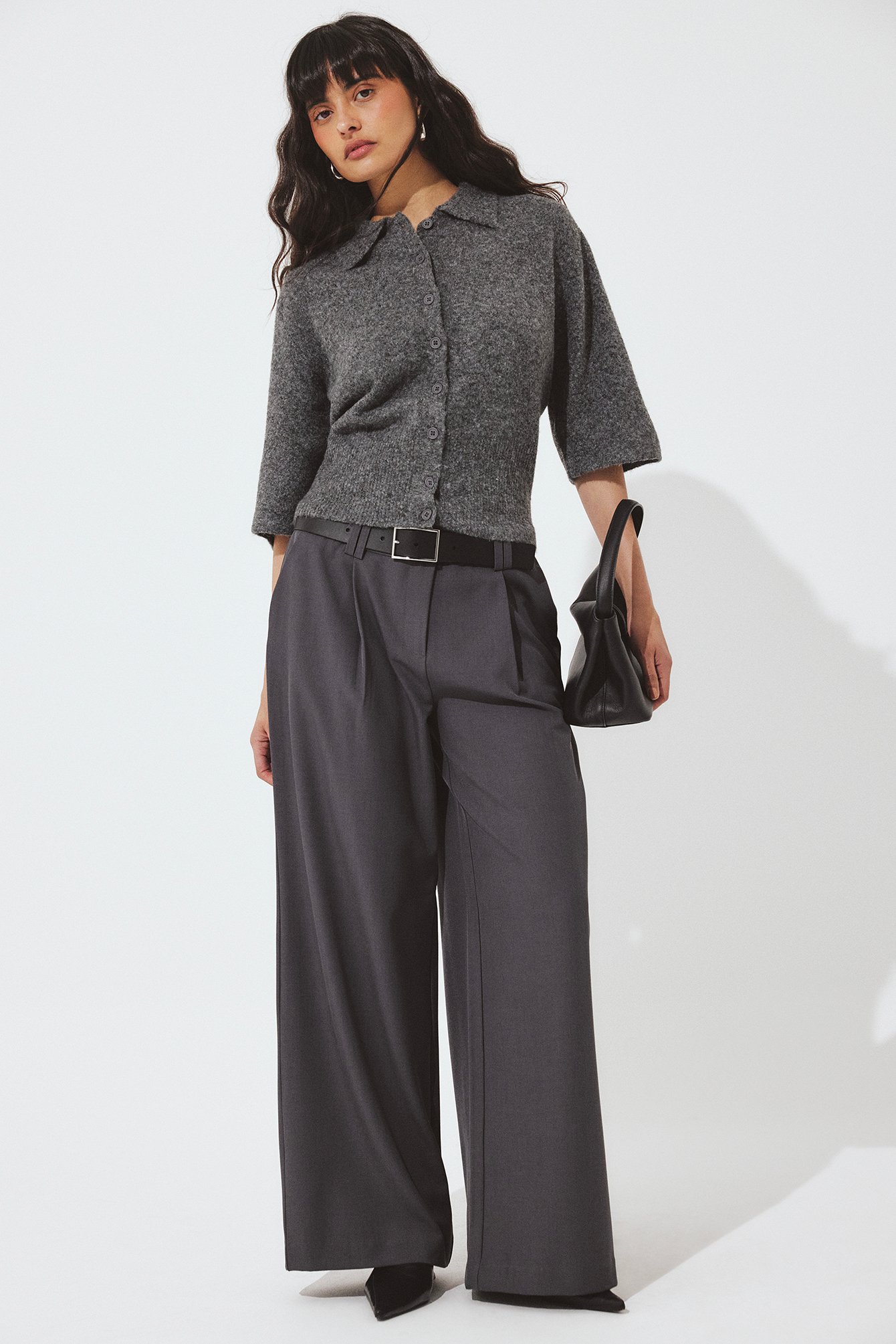 NA-KD Wijde kostuumbroek - Business broek dames - Grijs - EU 32 - NA-KD / NAKD