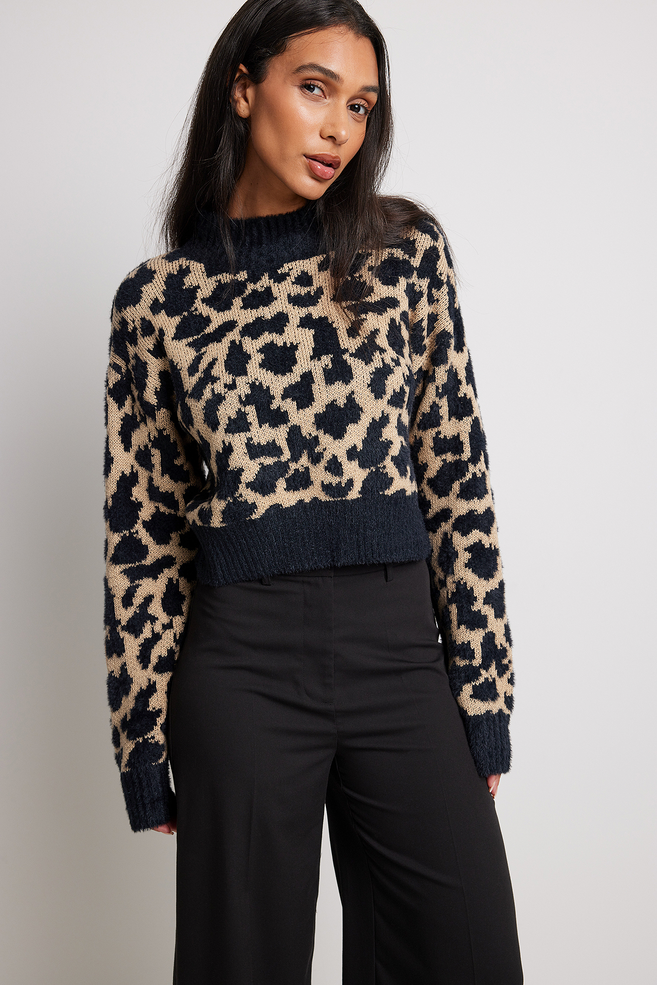 Pattern Oversized Cropped Knitted 