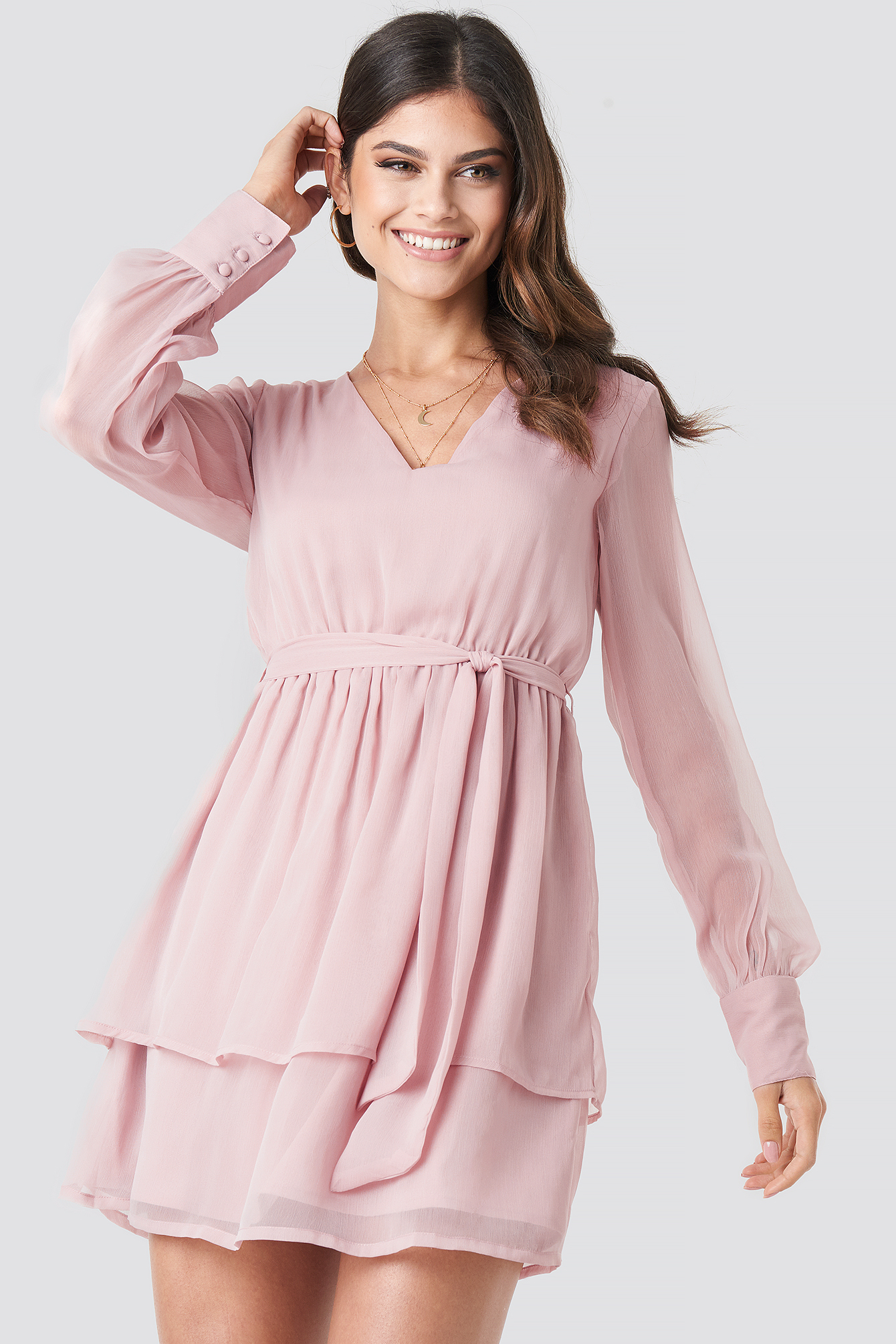 Double Layered Mini Dress Mauve