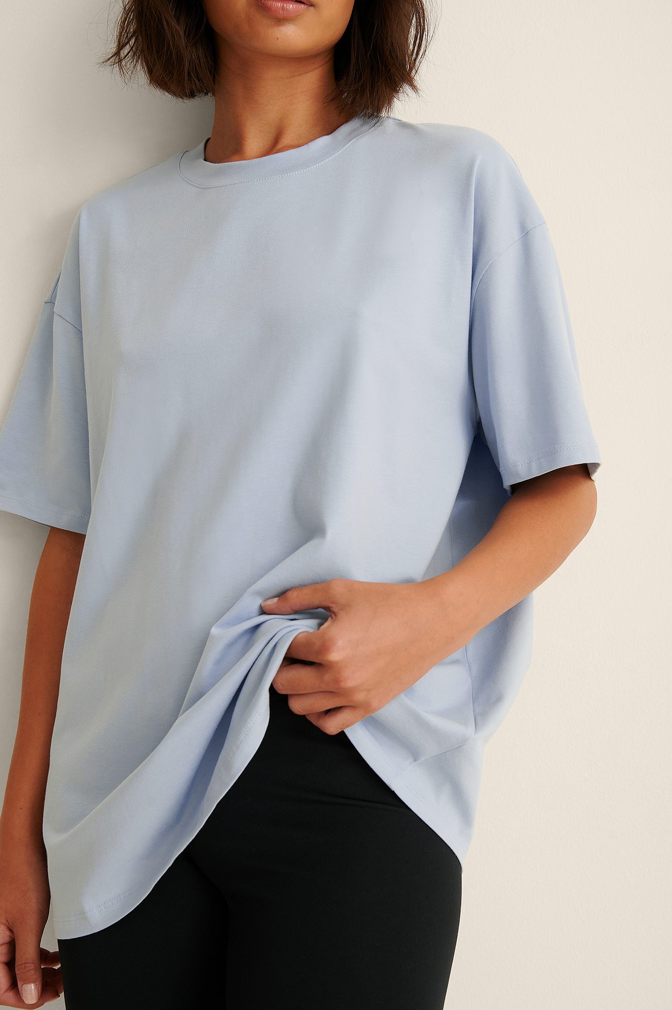 Blue Organisch basic t-shirt met verlaagde schoudernaden