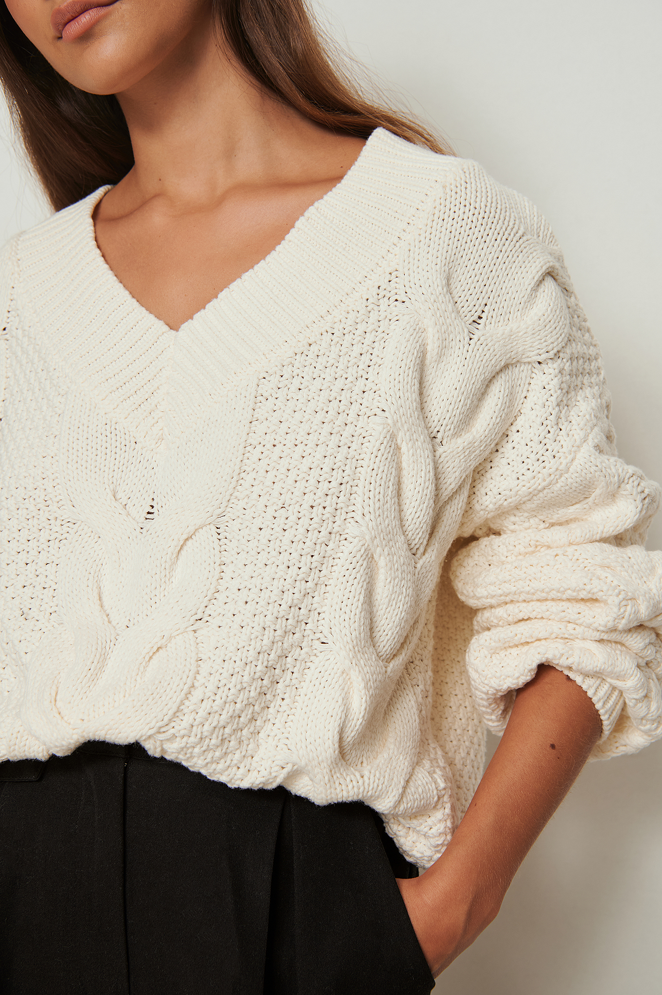 Heavy Cable Knit Sweater Offwhite | na 