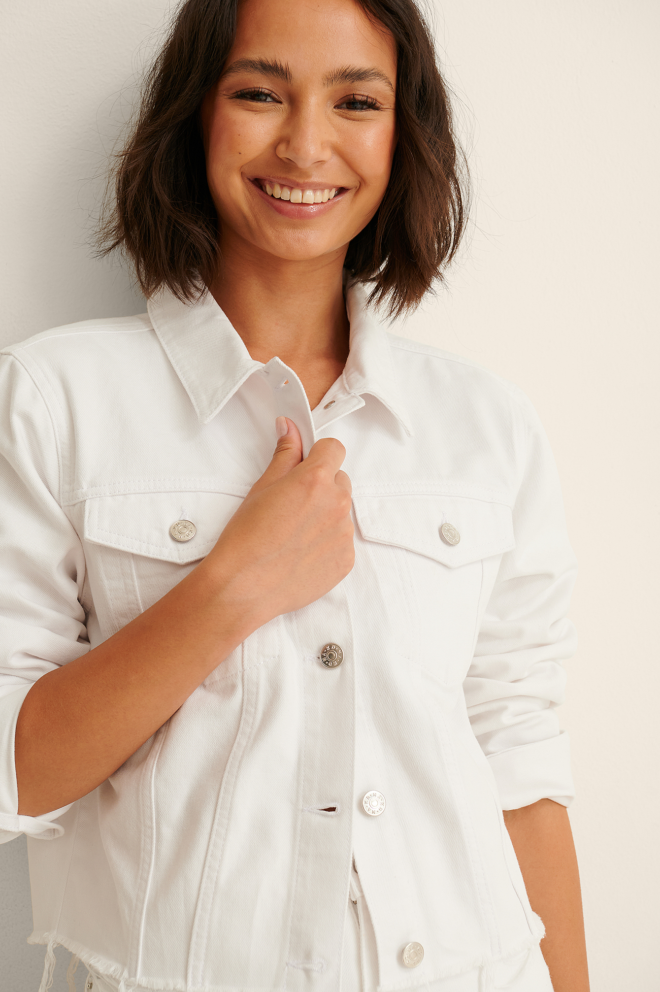 Organic Raw Edge Denim Jacket White 