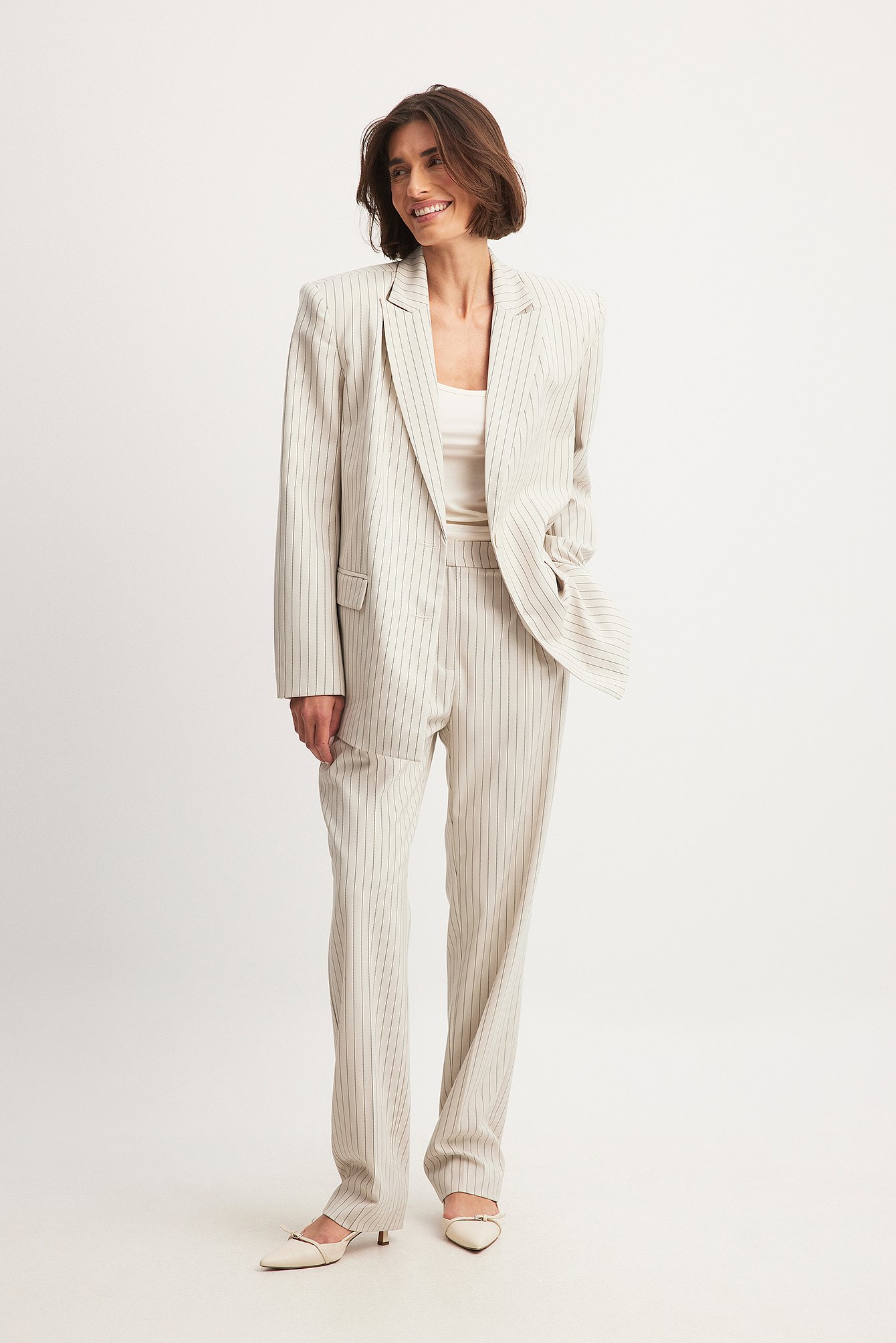 Ivona Zupet x NA-KD Pinstriped Suit Pants - Kontorbukser - Stripe - EU 34 - NA-KD / NAKD