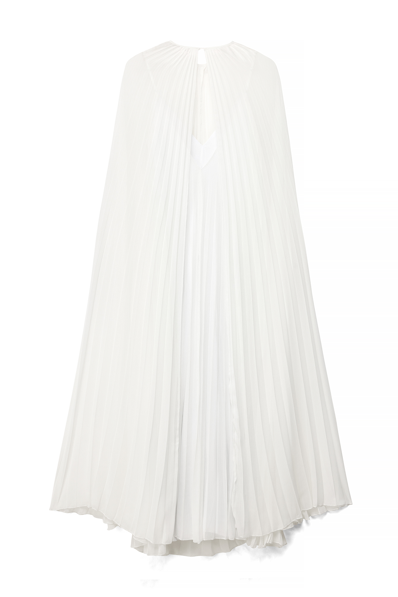 White Pleated Cape Detail Maxi Dress
