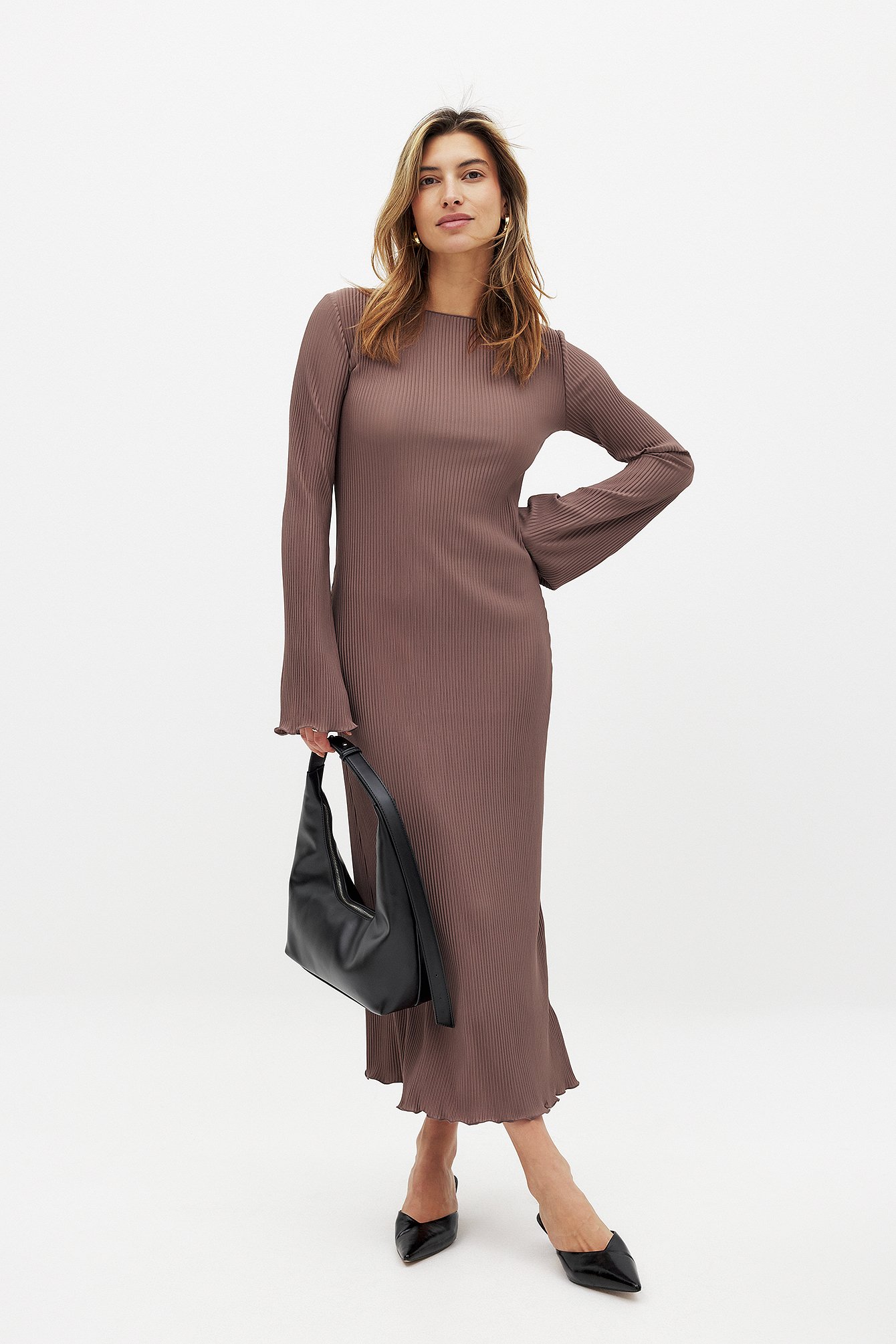 Womens Brown Long Sleeve Dresses | NA-KD Womens Brown Long Sleeve Dresses | NA-KD