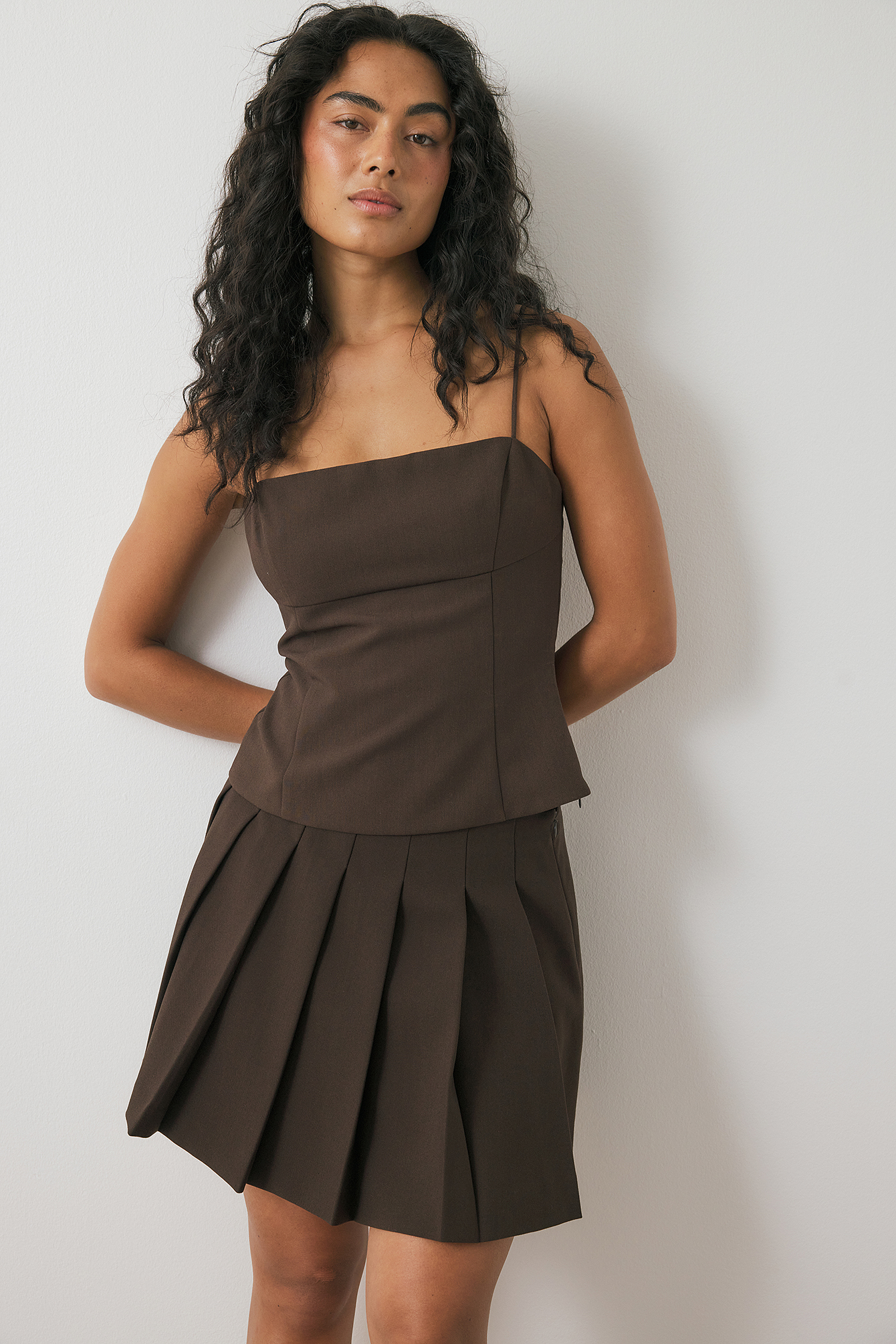 NA-KD Pleated Mini Skirt - Pleated Skirts - Brown - EU 38 - NA-KD / NAKD