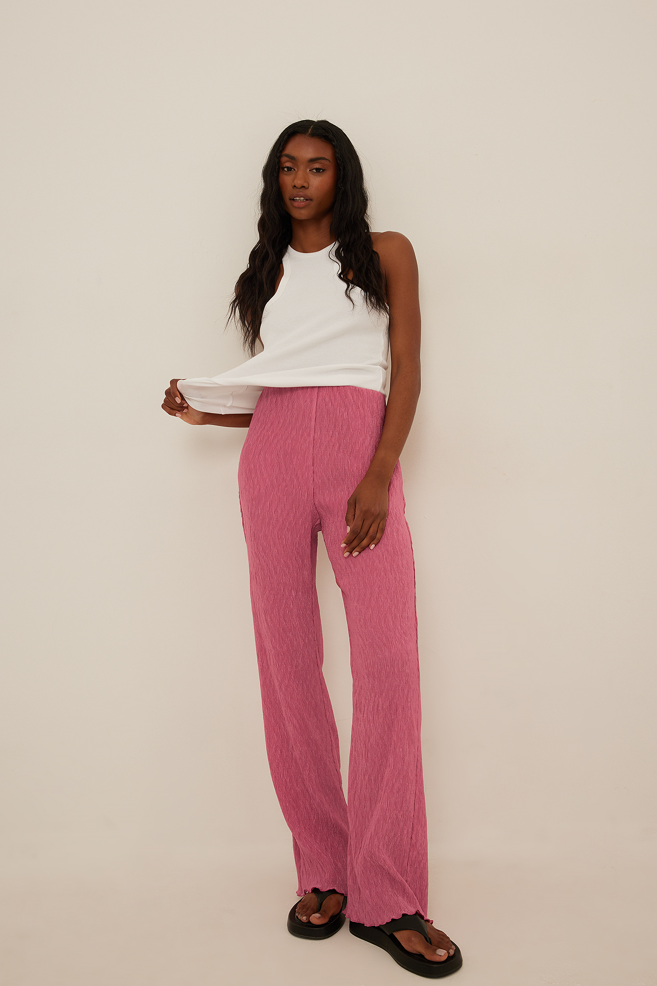 Pleated Wide Leg Pants Pink | na-kd.com