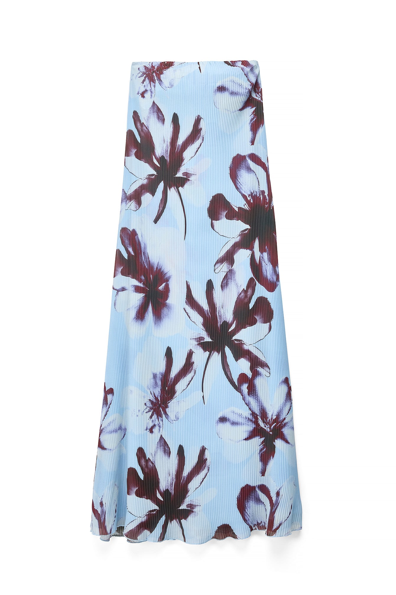 Flower On Blue Maxi-Tube-Kleid mit Plissee